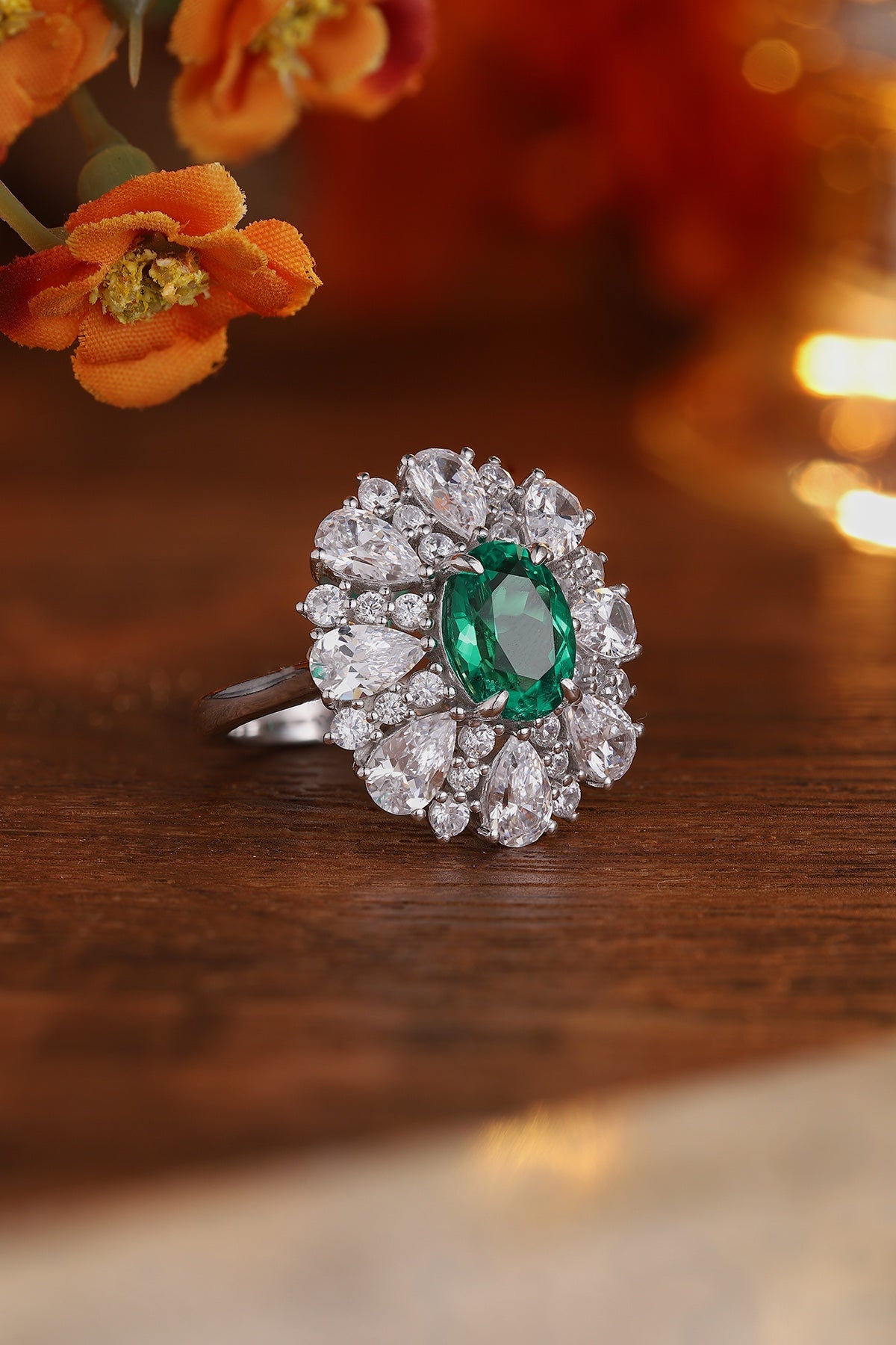 Sterling Silver Lab - Grown Emerald Ring A – JSEGR195Y