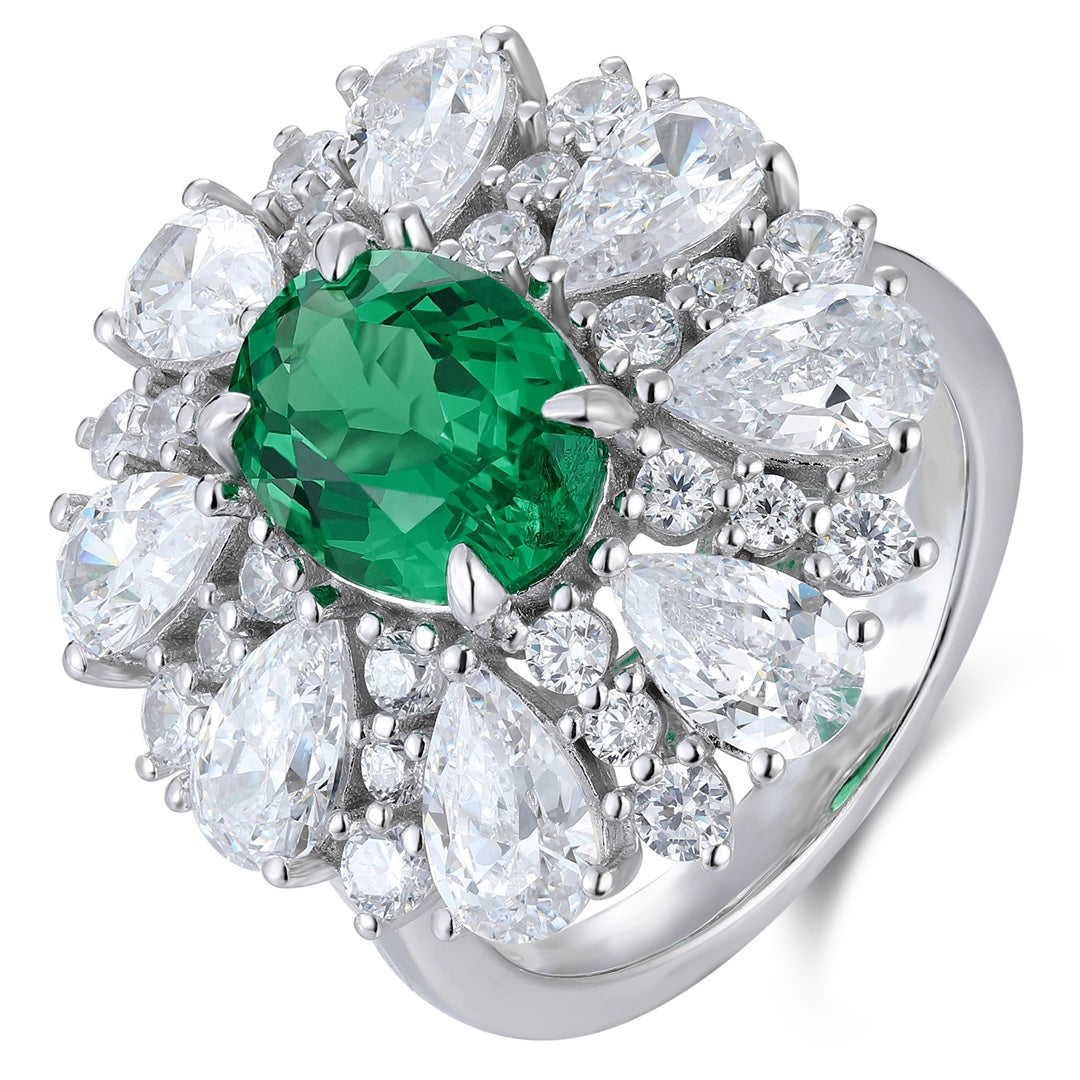 Sterling Silver Lab - Grown Emerald Ring A – JSEGR195Y