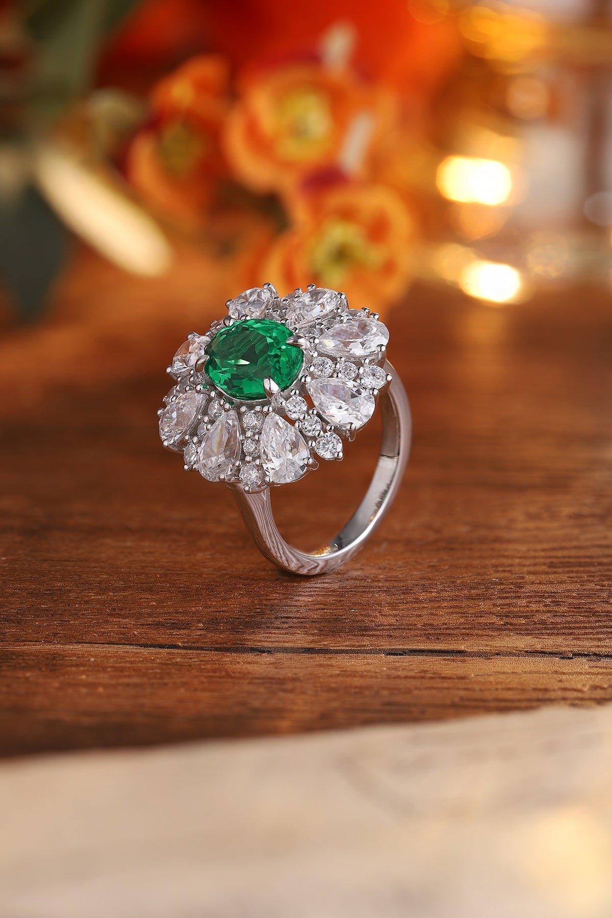 Sterling Silver Lab - Grown Emerald Ring A – JSEGR195Y
