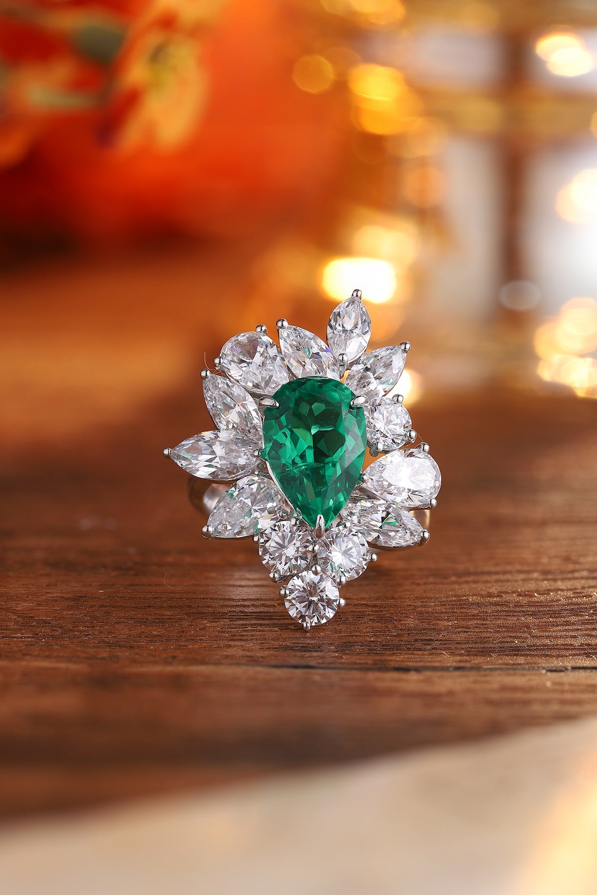 Sterling Silver Lab - Grown Emerald Ring A – JSEGR140Y