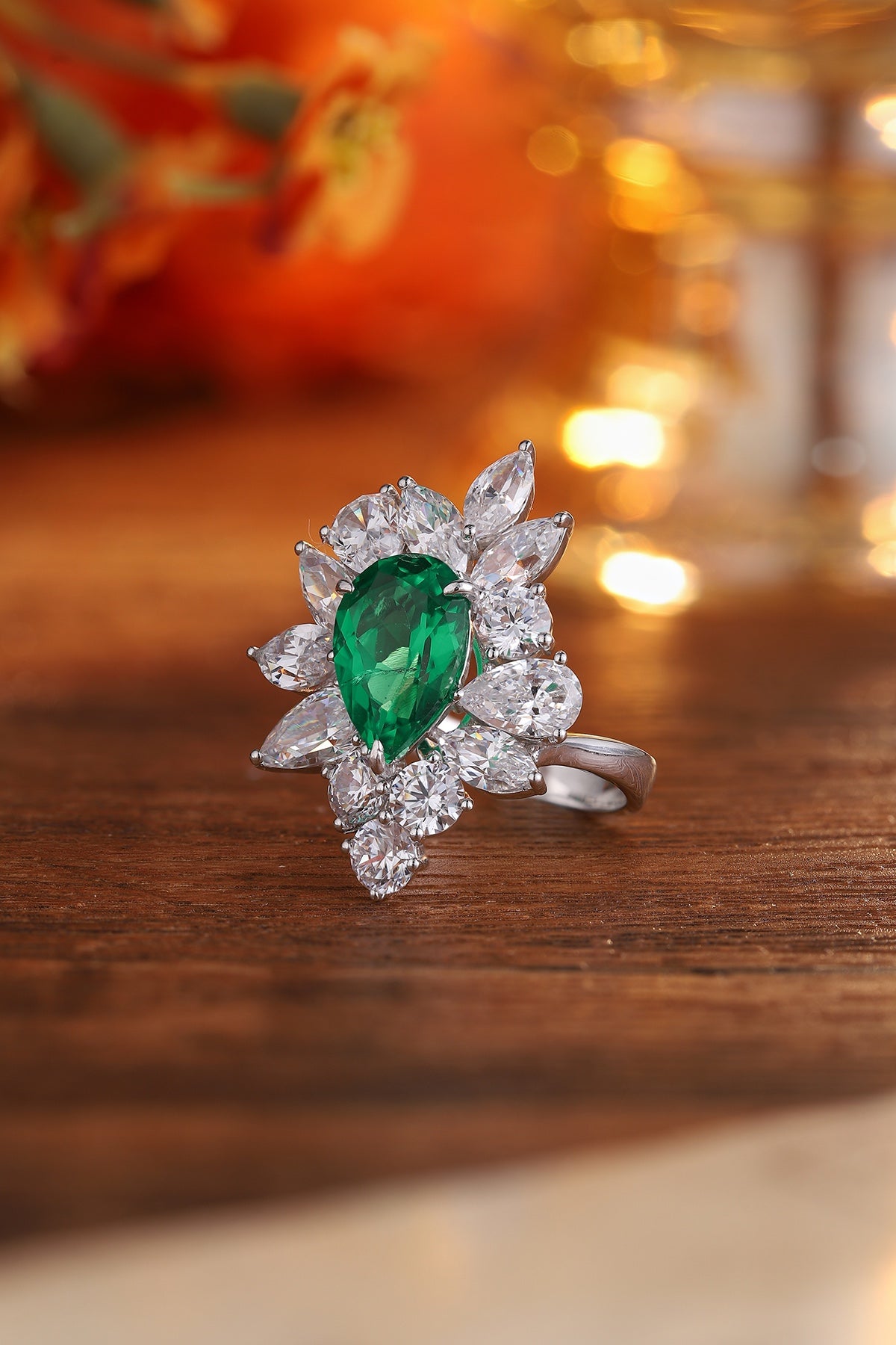 Sterling Silver Lab - Grown Emerald Ring A – JSEGR140Y