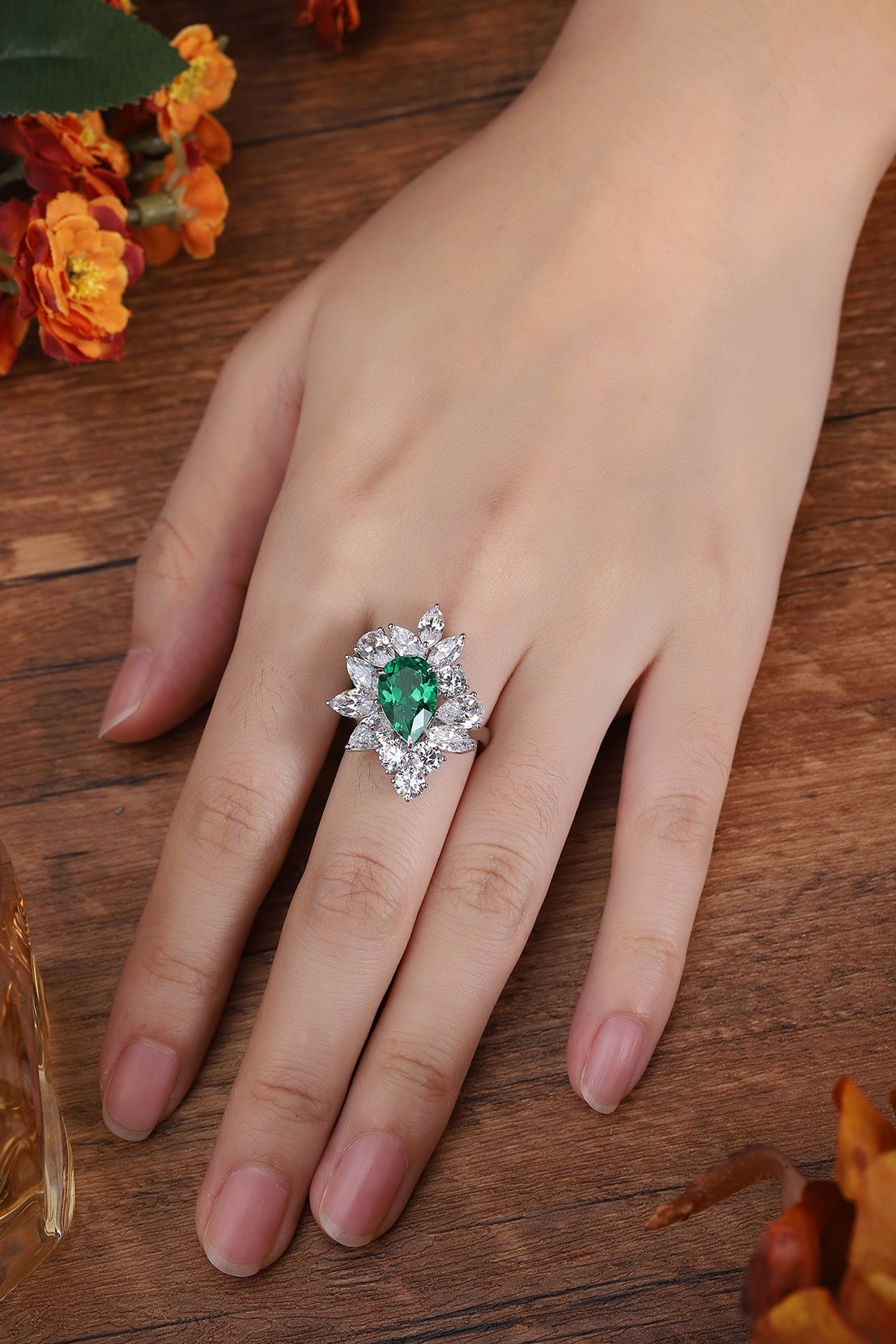 Sterling Silver Lab - Grown Emerald Ring A – JSEGR140Y