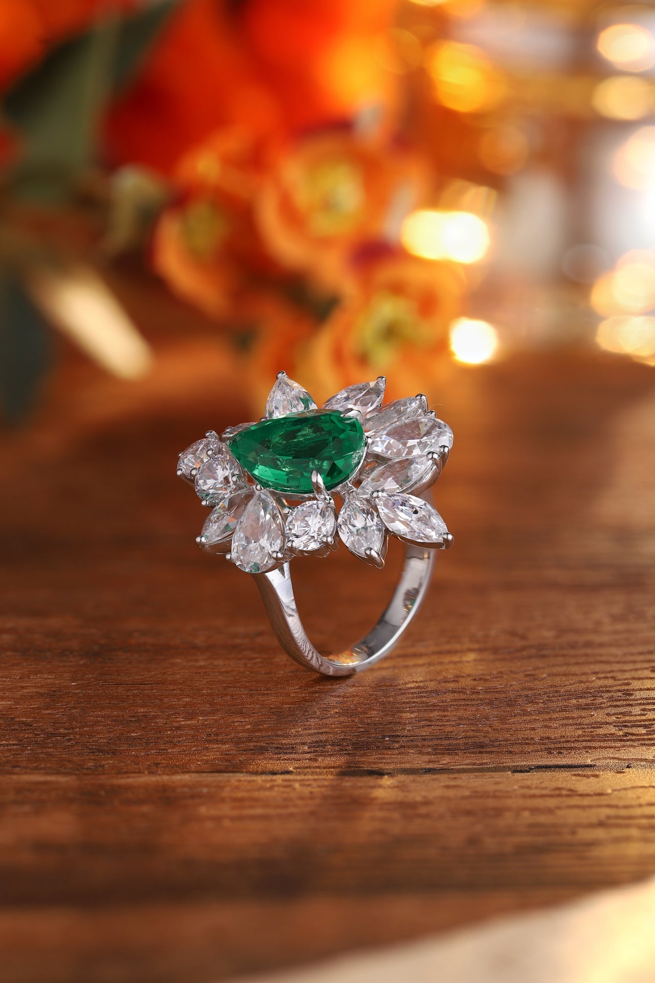 Sterling Silver Lab - Grown Emerald Ring A – JSEGR140Y