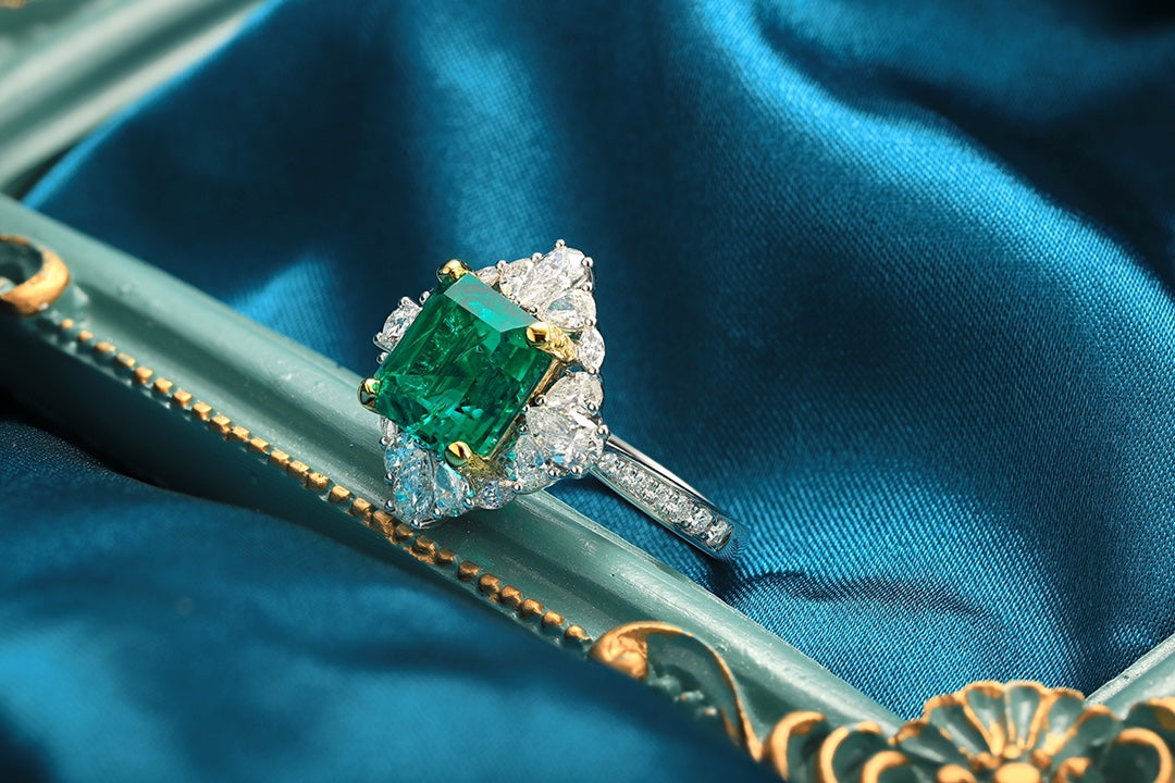 18K Gold Lab - Grown Emerald Ring A – PSEGR1195