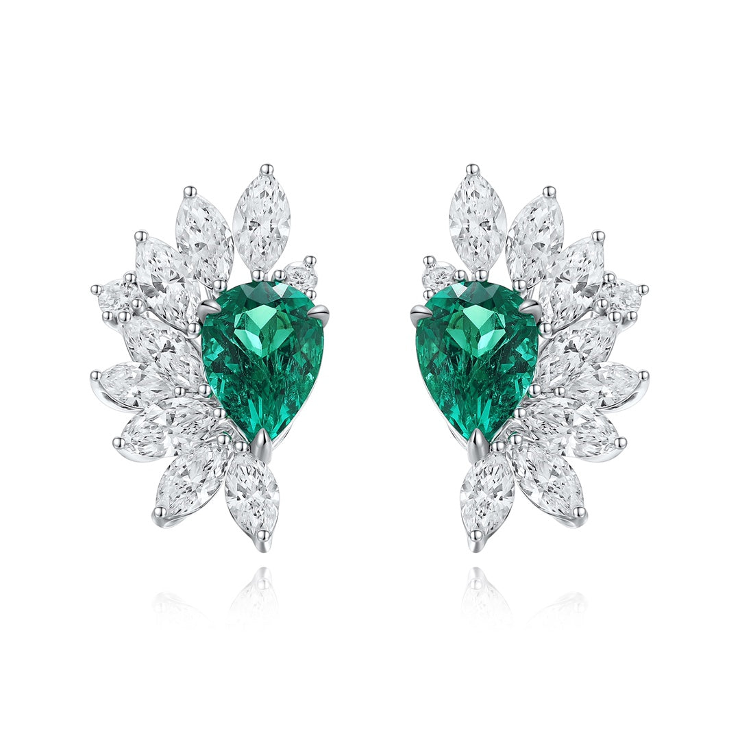 Sterling Silver Lab - Grown Emerald Earrings – JSEG476Y