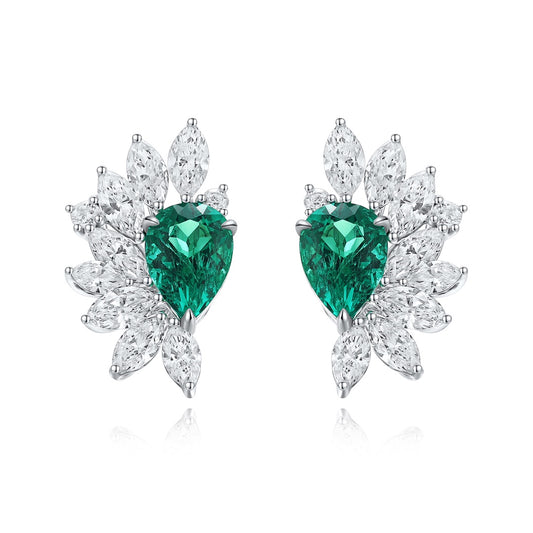 Sterling Silver Lab - Grown Emerald Earrings – JSEG476Y