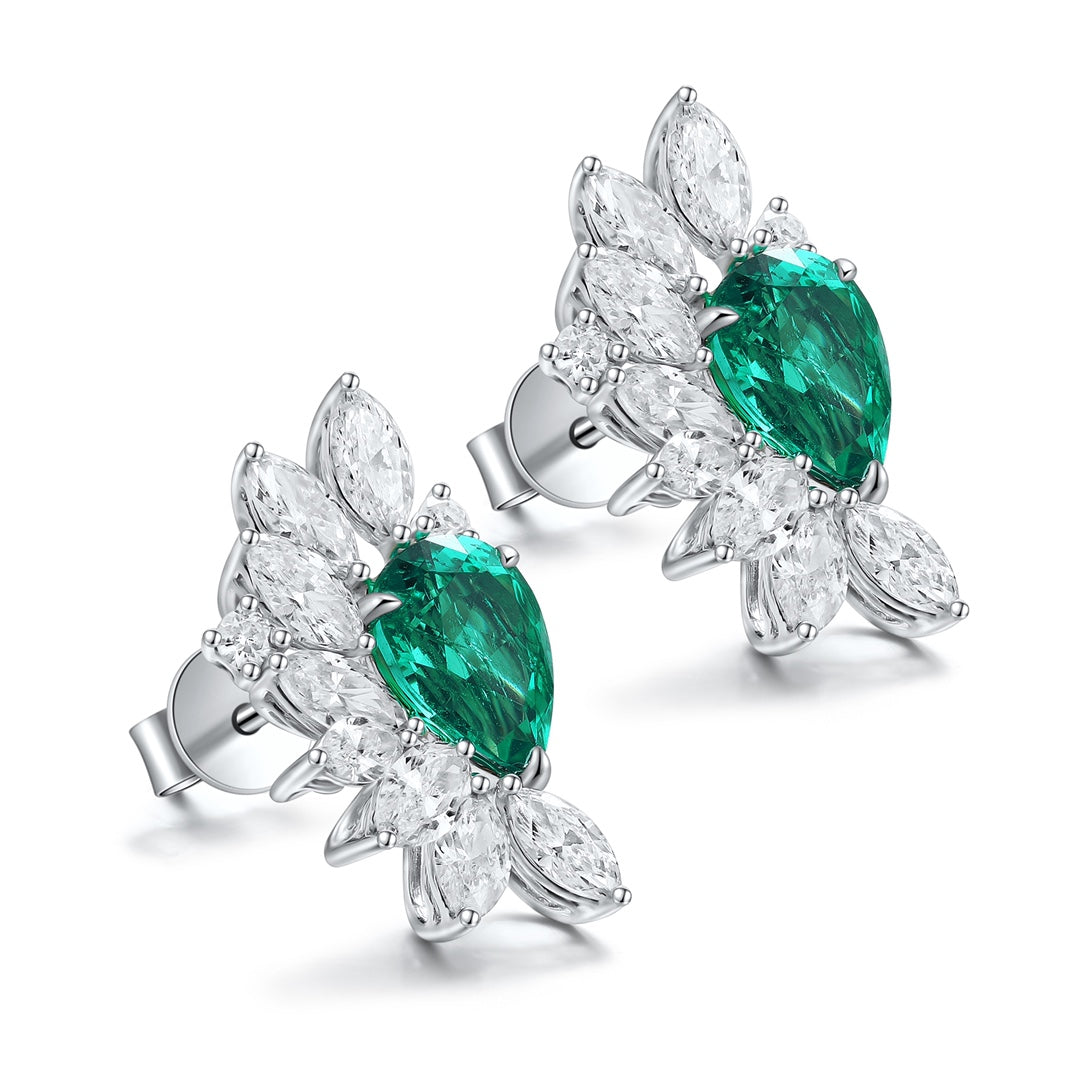 Sterling Silver Lab - Grown Emerald Earrings – JSEG476Y