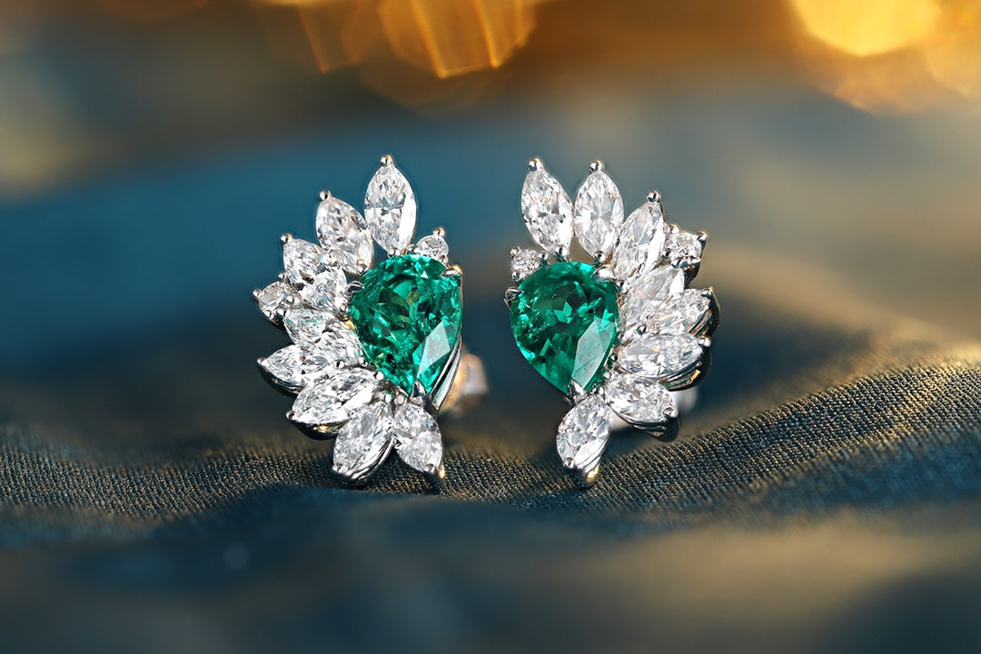 Sterling Silver Lab - Grown Emerald Earrings – JSEG476Y