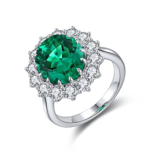 Sterling Silver Lab - Grown Emerald Ring W – JSEGR1272Y
