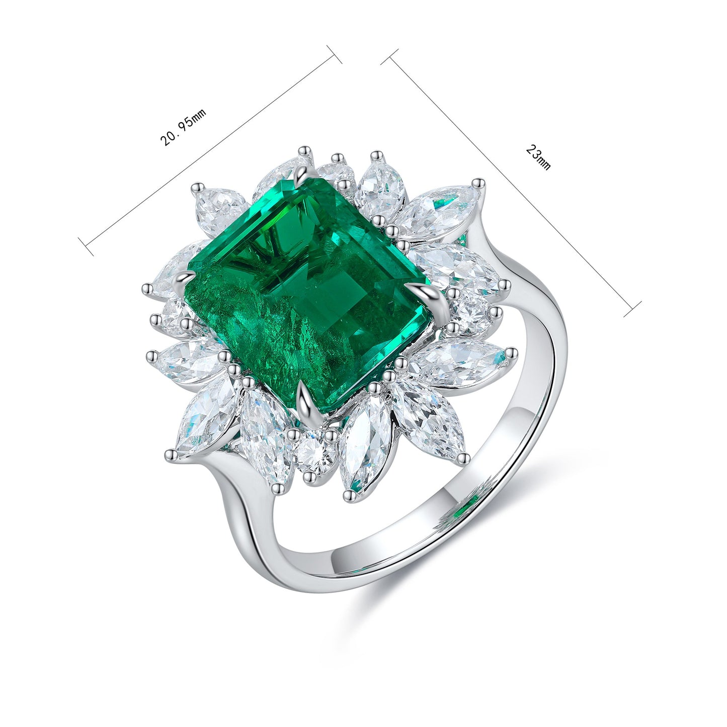 Sterling Silver Lab - Grown Emerald Ring A – JSEGR1017Y