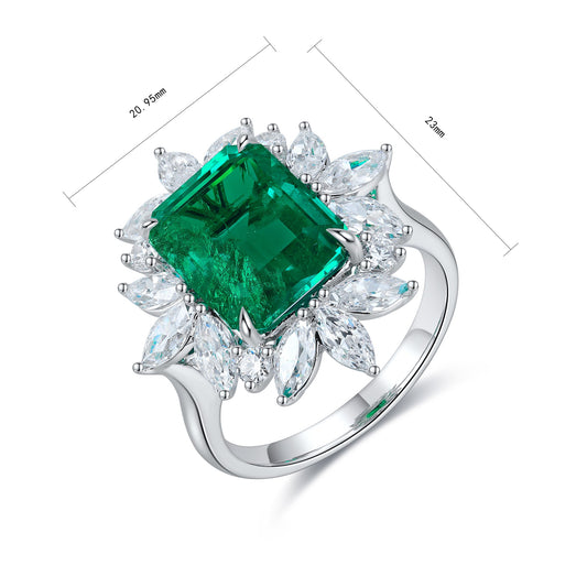 Sterling Silver Lab - Grown Emerald Ring A – JSEGR1017Y