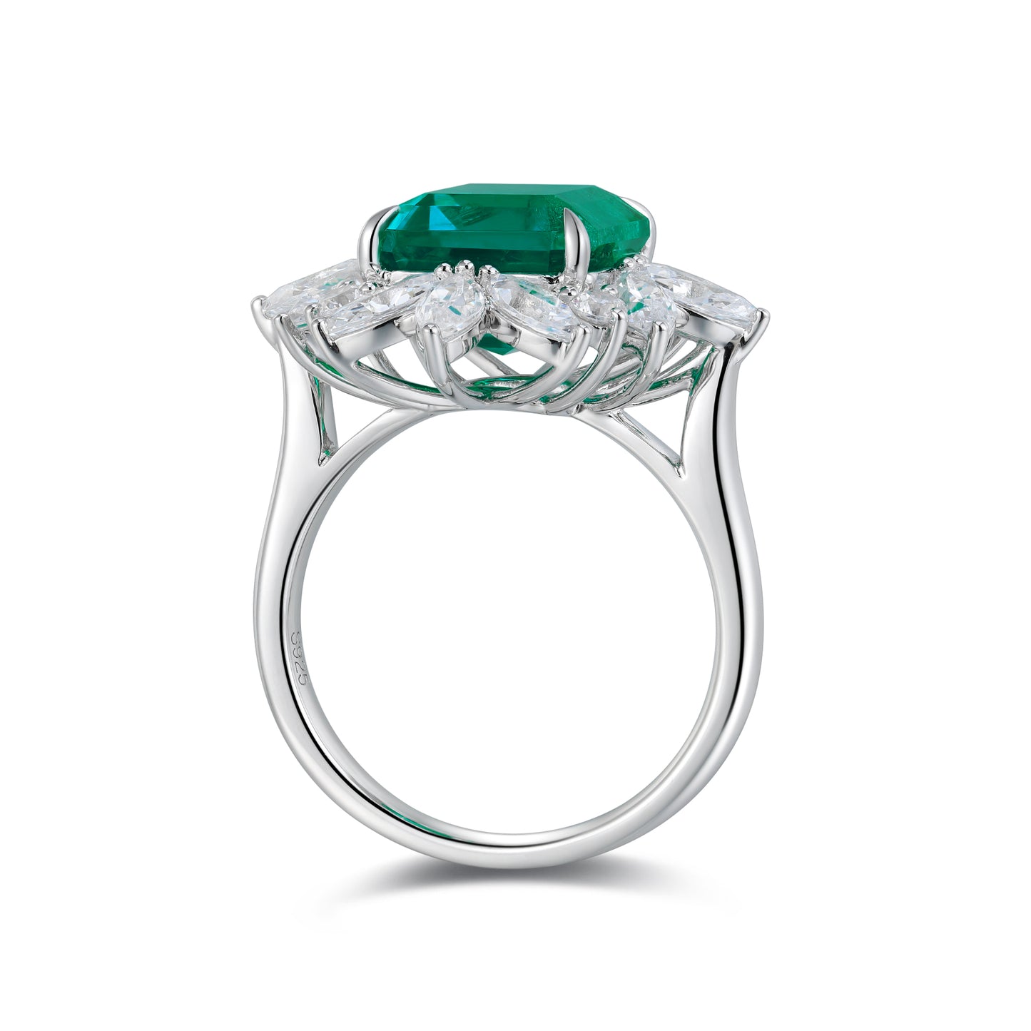 Sterling Silver Lab - Grown Emerald Ring A – JSEGR1017Y