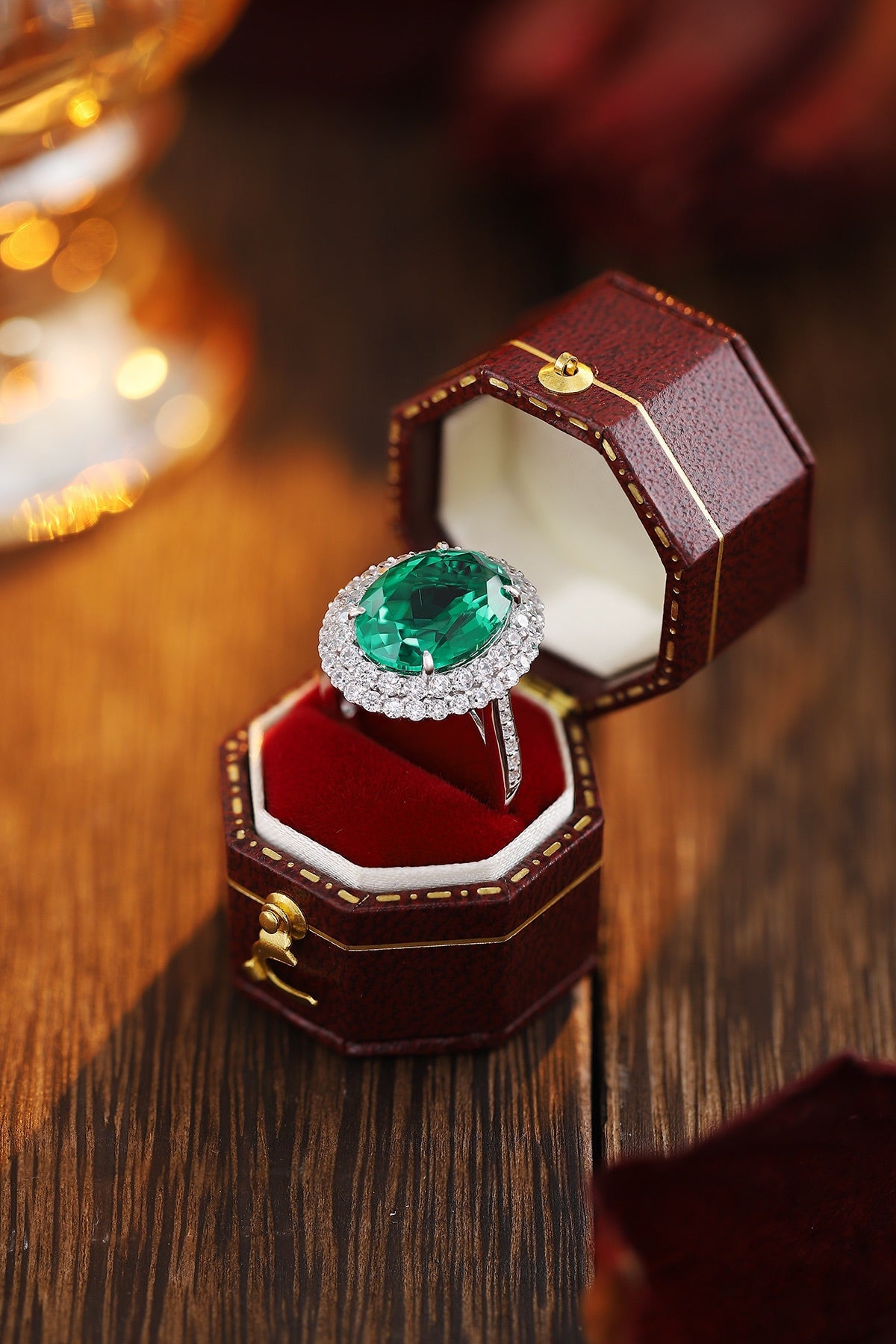 Sterling Silver Lab - Grown Emerald Ring W – JSEGR489Y