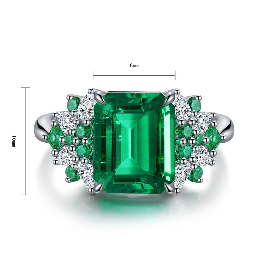 Sterling Silver Lab - Grown Emerald Ring W – JSEGR403Y