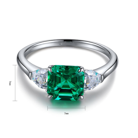 Sterling Silver Lab - Grown Emerald Ring W – JSEGR300Y