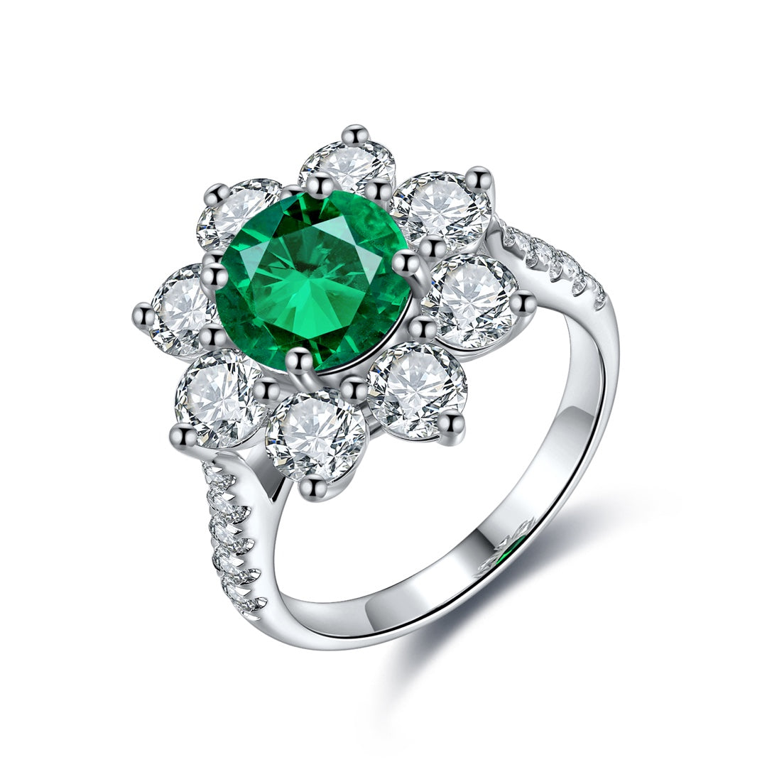Sterling Silver Lab - Grown Emerald Ring A – JSEGR677Y