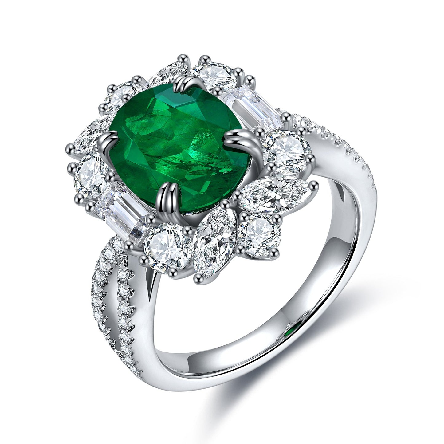 Sterling Silver Lab - Grown Emerald Ring A – JSEGR504Y
