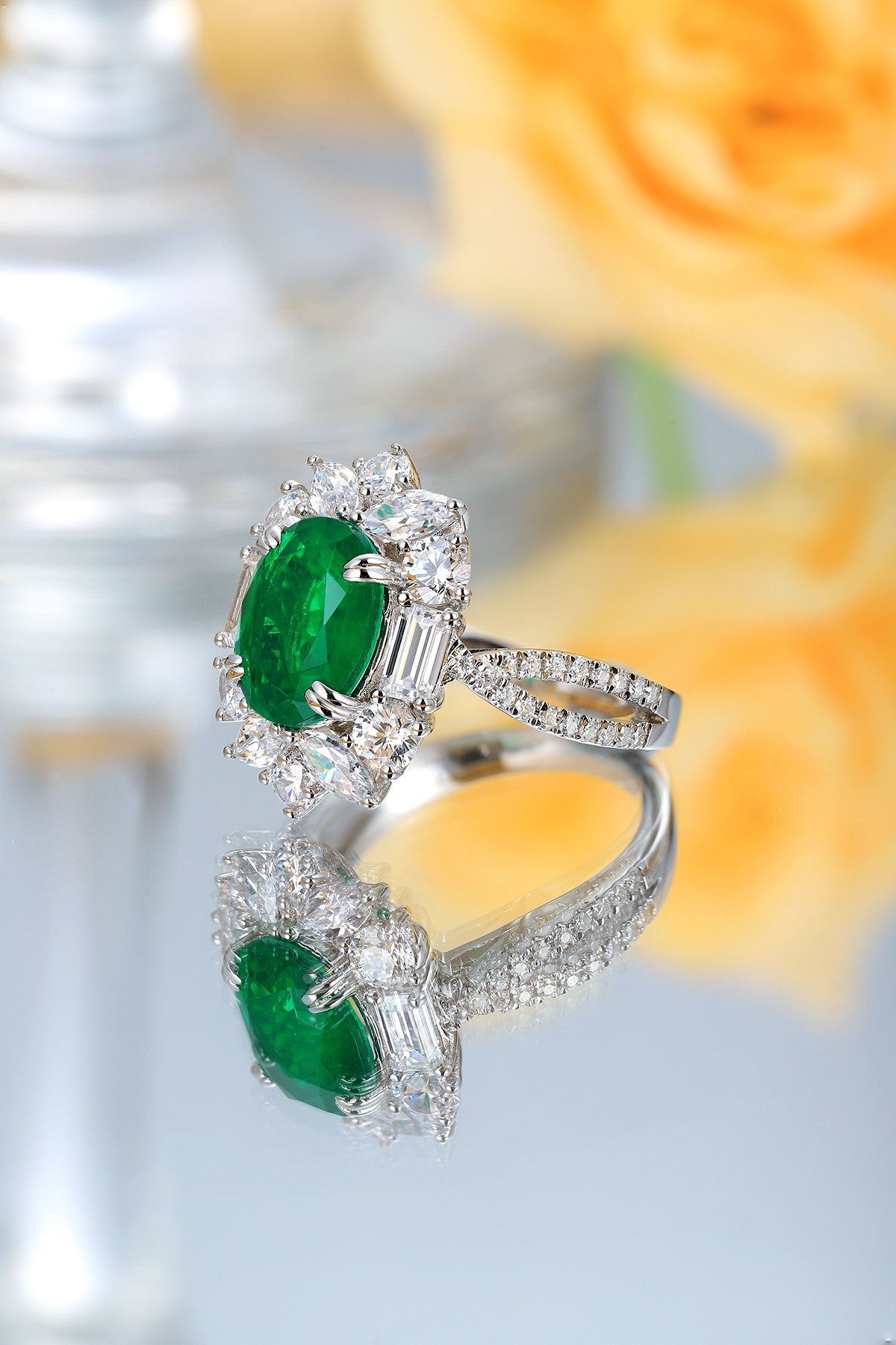 Sterling Silver Lab - Grown Emerald Ring A – JSEGR504Y