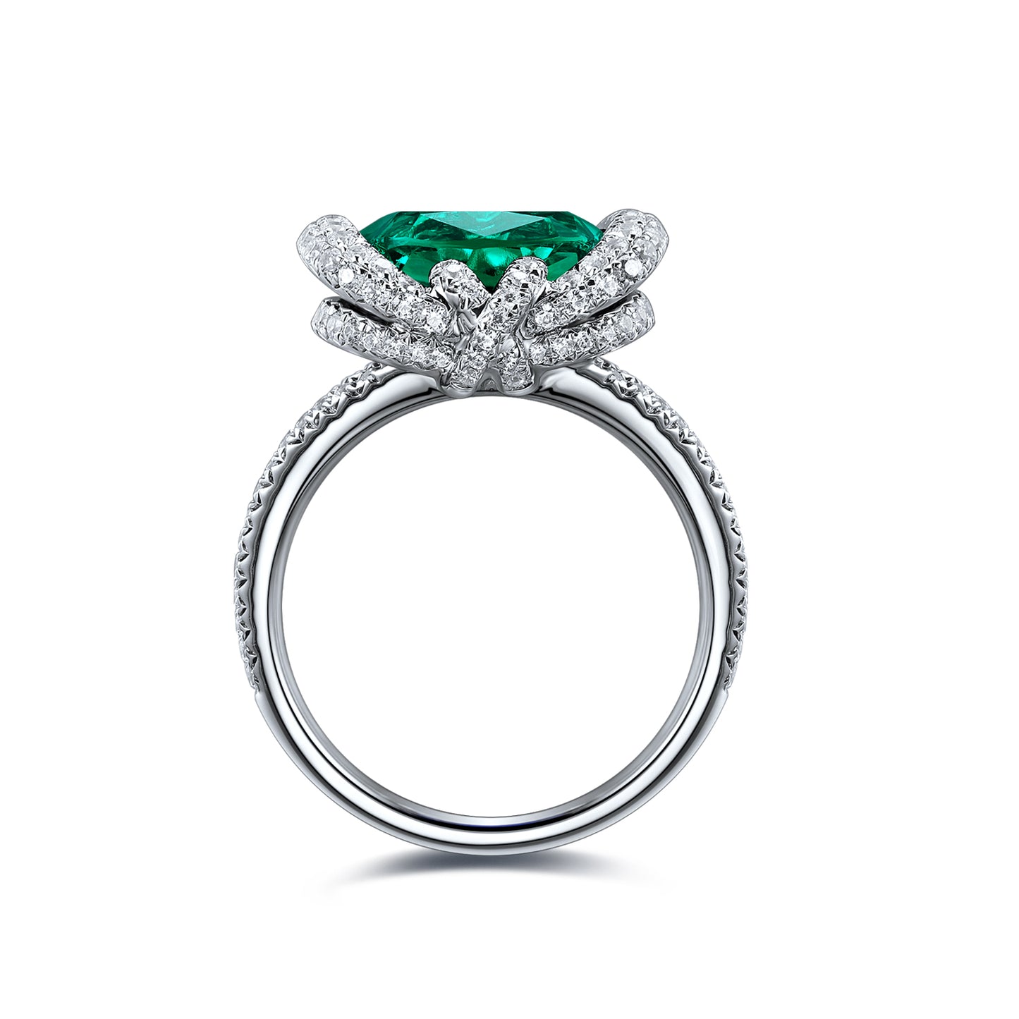 Sterling Silver Lab - Grown Emerald Ring A – JSEGR188Y
