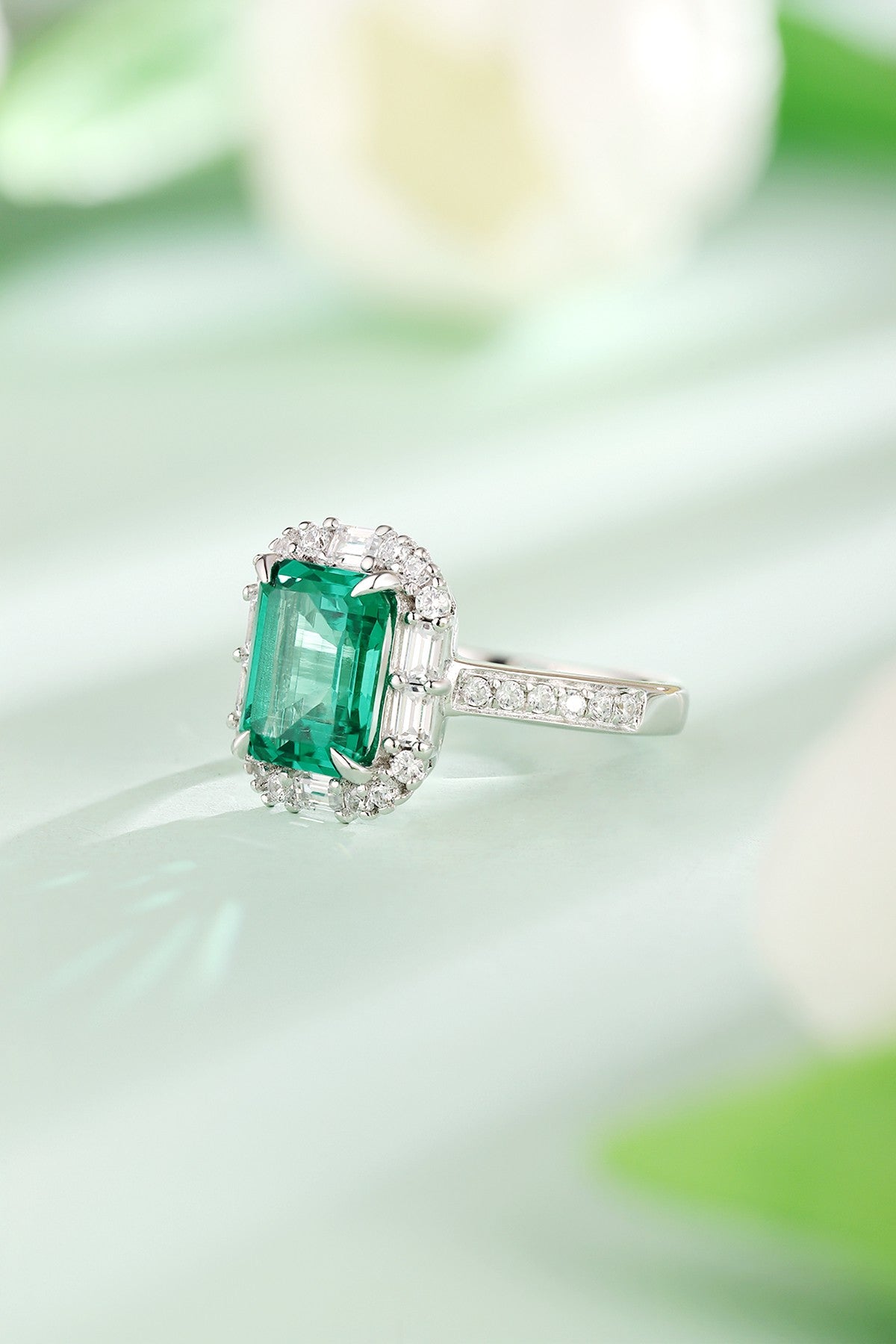 Sterling Silver Lab - Grown Emerald Ring A – JSEGR1217Y