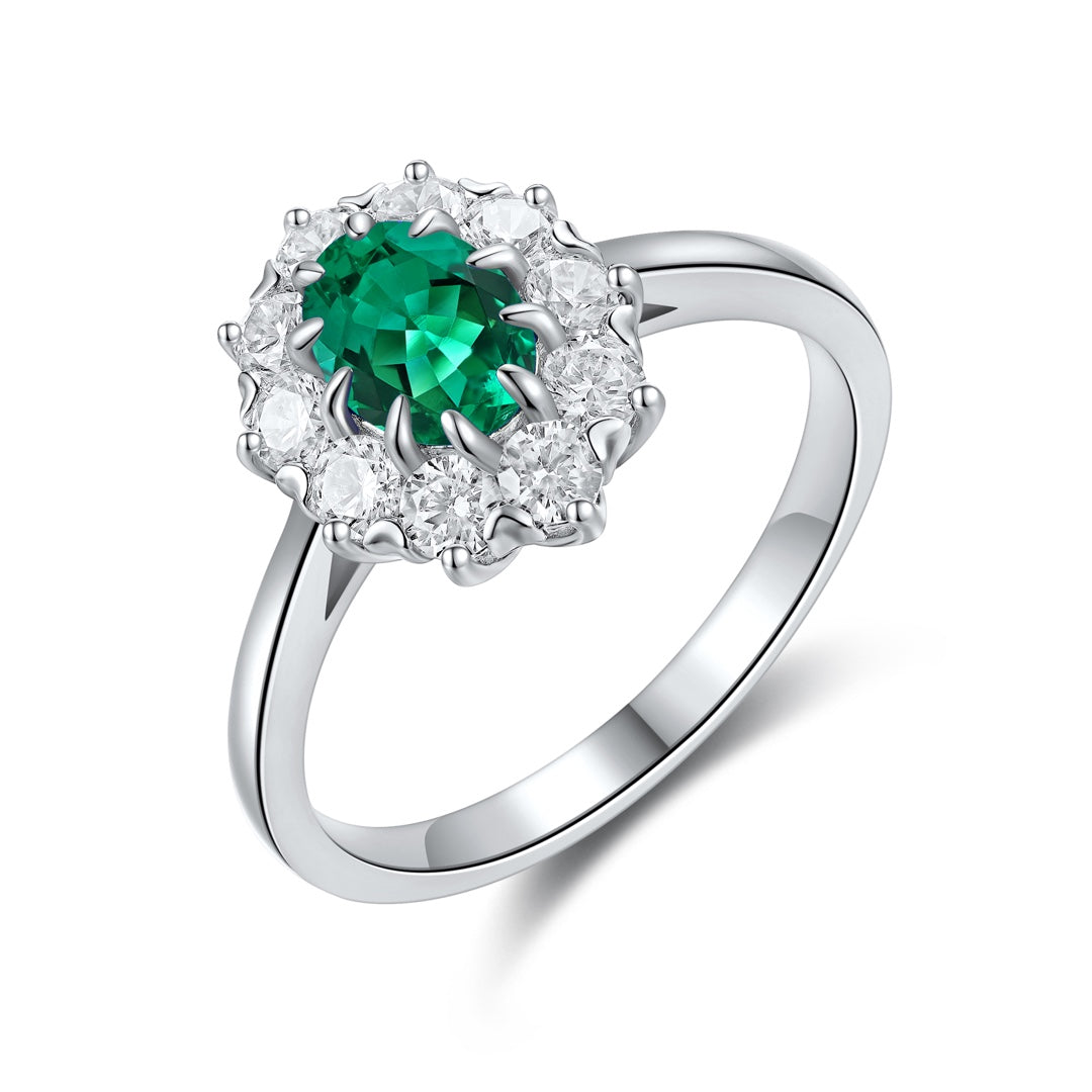 Sterling Silver Lab - Grown Emerald Ring A – JSEGR119Y