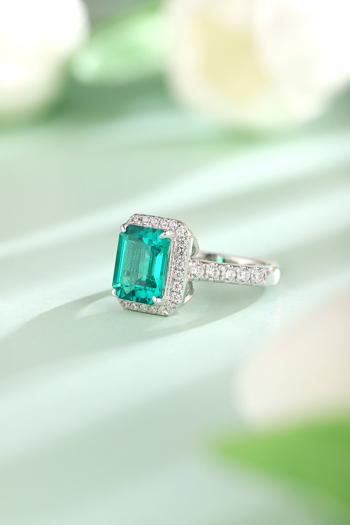 Sterling Silver Lab - Grown Emerald Ring A – JSEGR1214Y