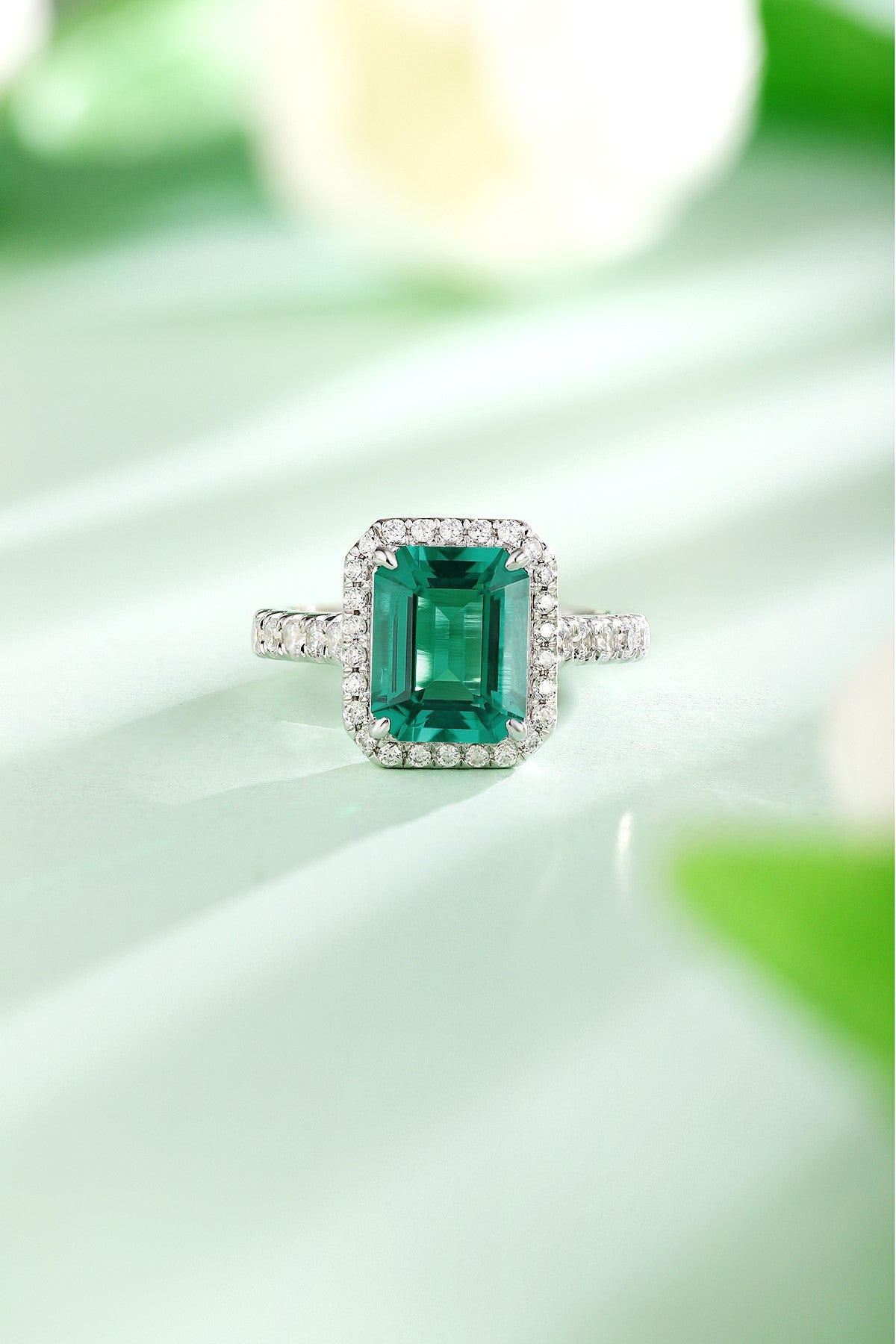 Sterling Silver Lab - Grown Emerald Ring A – JSEGR1214Y