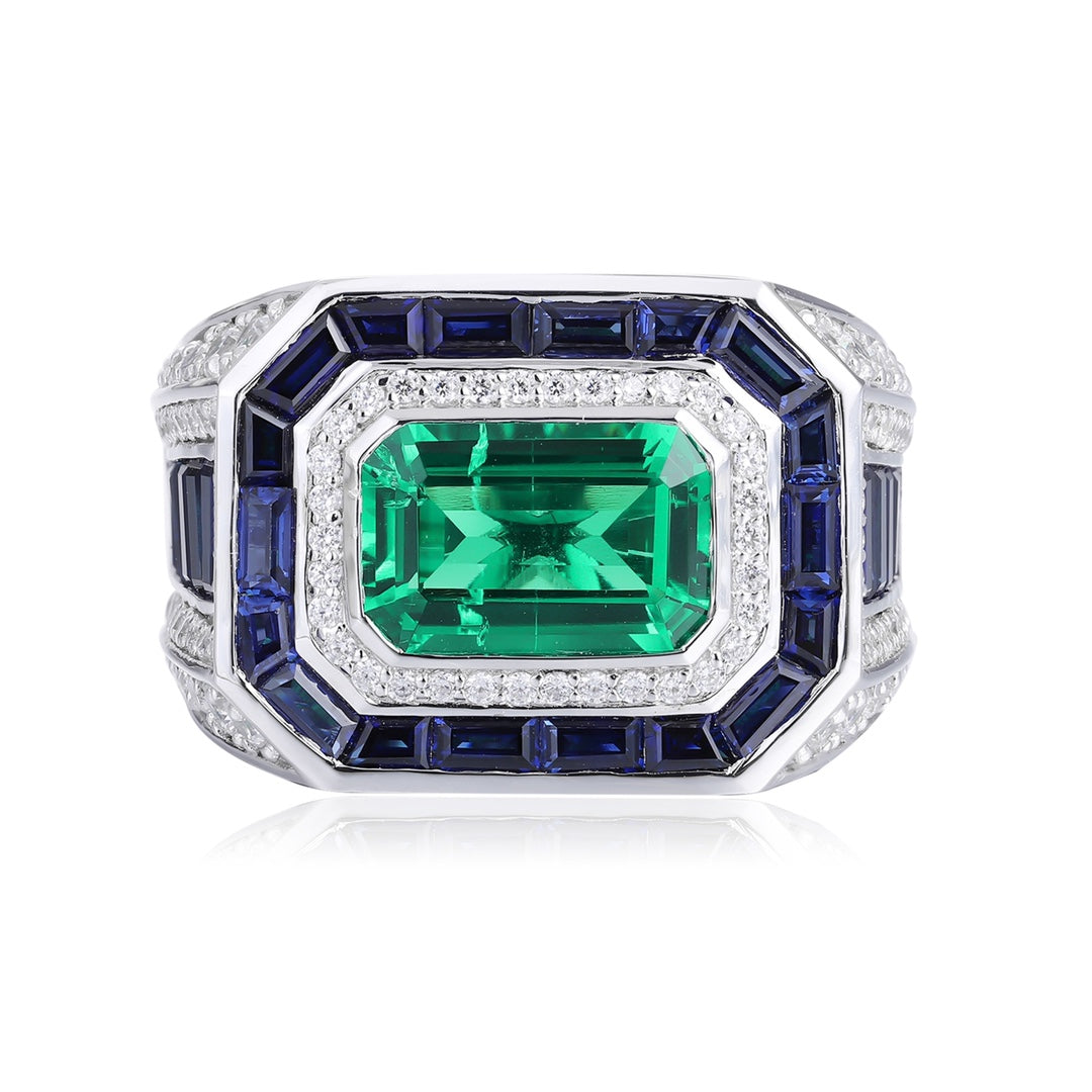 Sterling Silver Lab - Grown Emerald Ring A – JSEGR232Y