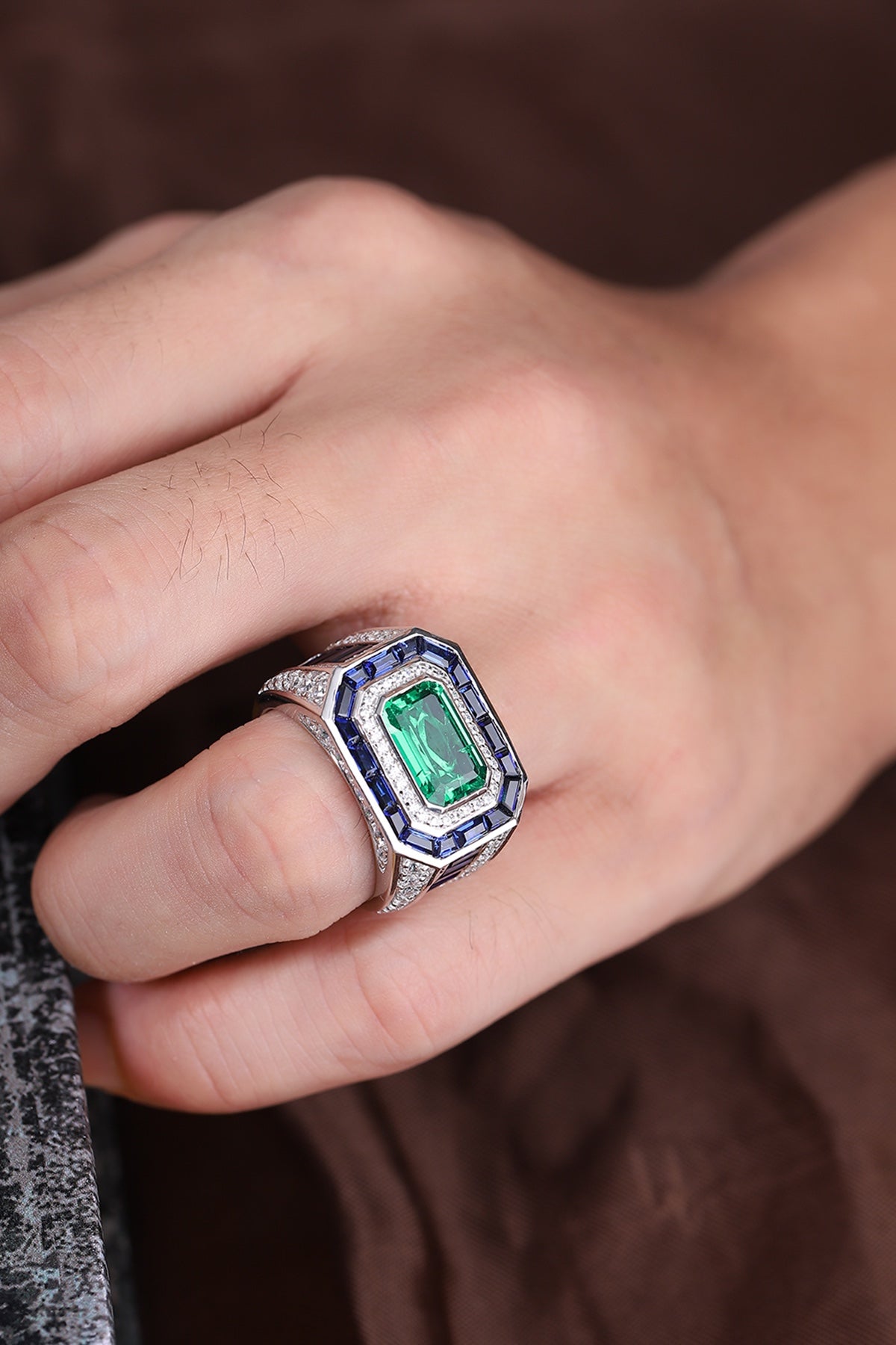 Sterling Silver Lab - Grown Emerald Ring A – JSEGR232Y