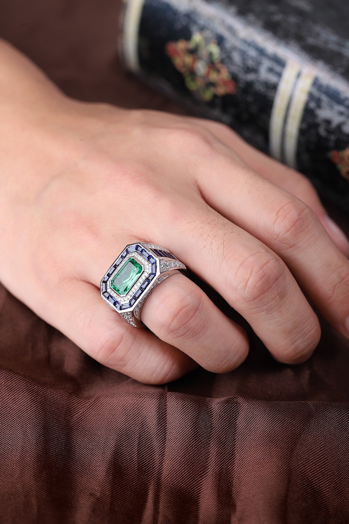 Sterling Silver Lab - Grown Emerald Ring A – JSEGR232Y