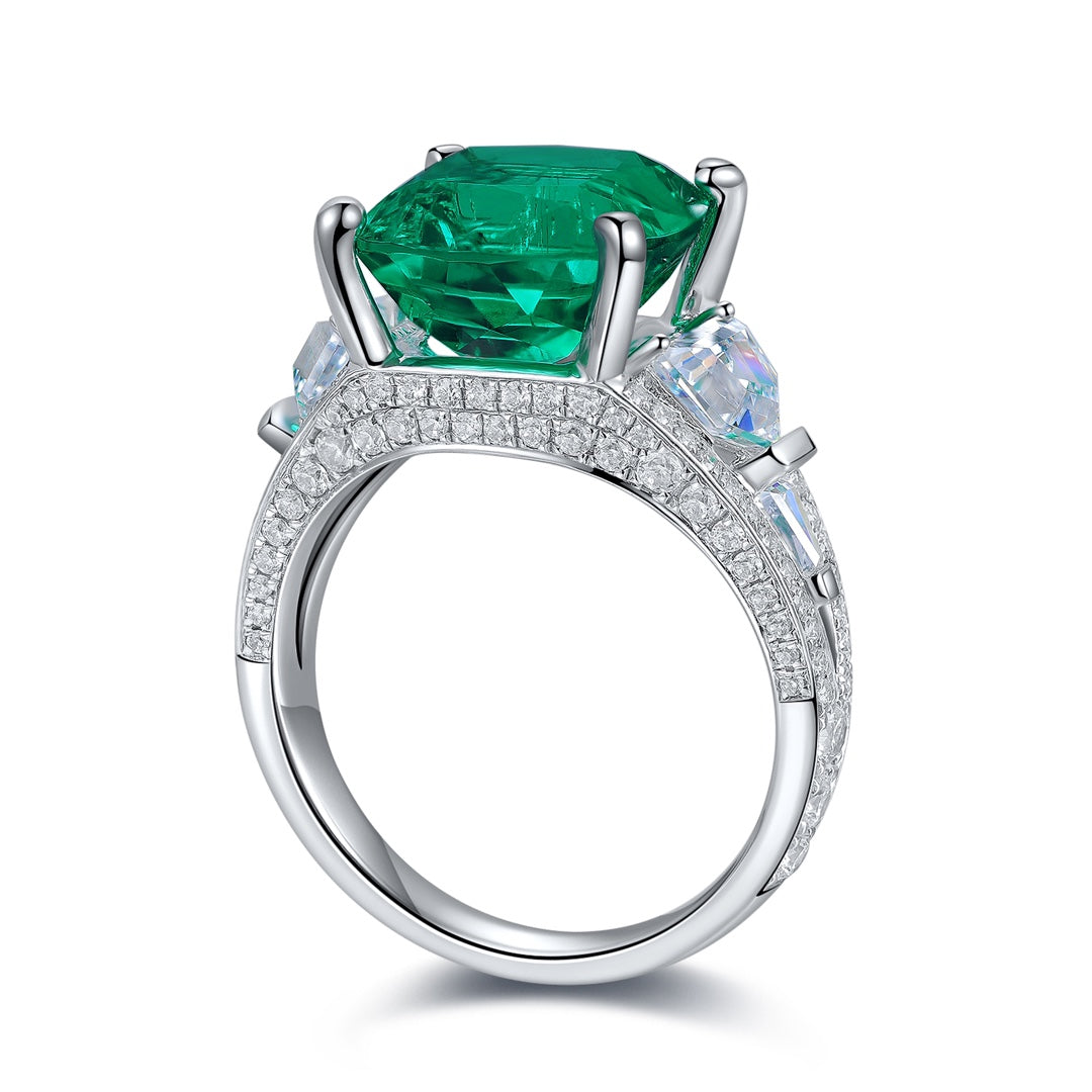 Sterling Silver Lab - Grown Emerald Ring A – JSEGR192Y
