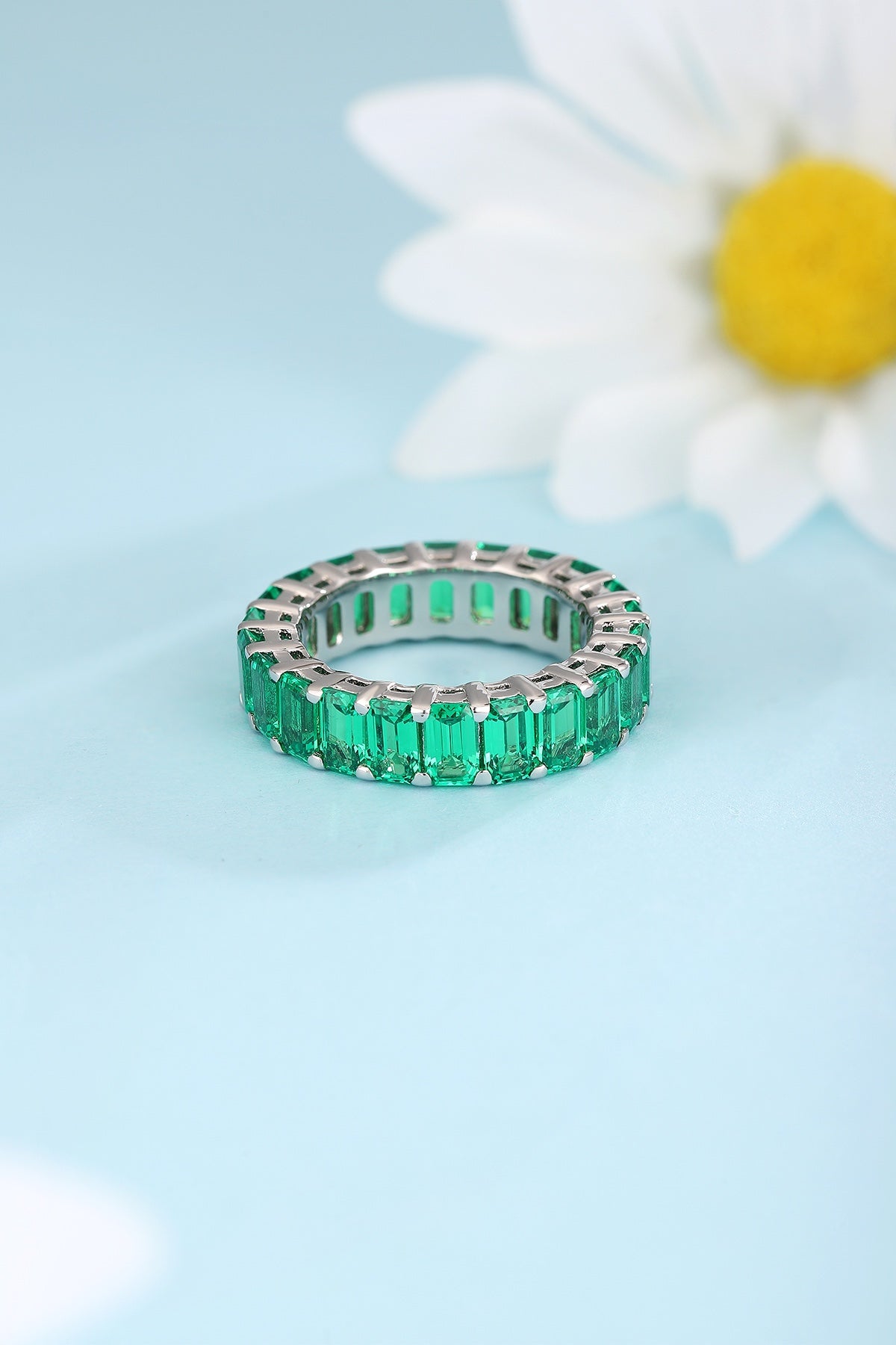 Sterling Silver Lab - Grown Emerald Ring A – JSEGR235Y