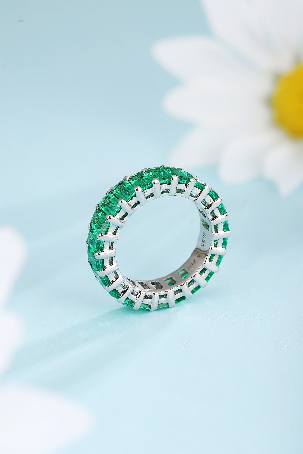 Sterling Silver Lab - Grown Emerald Ring A – JSEGR235Y