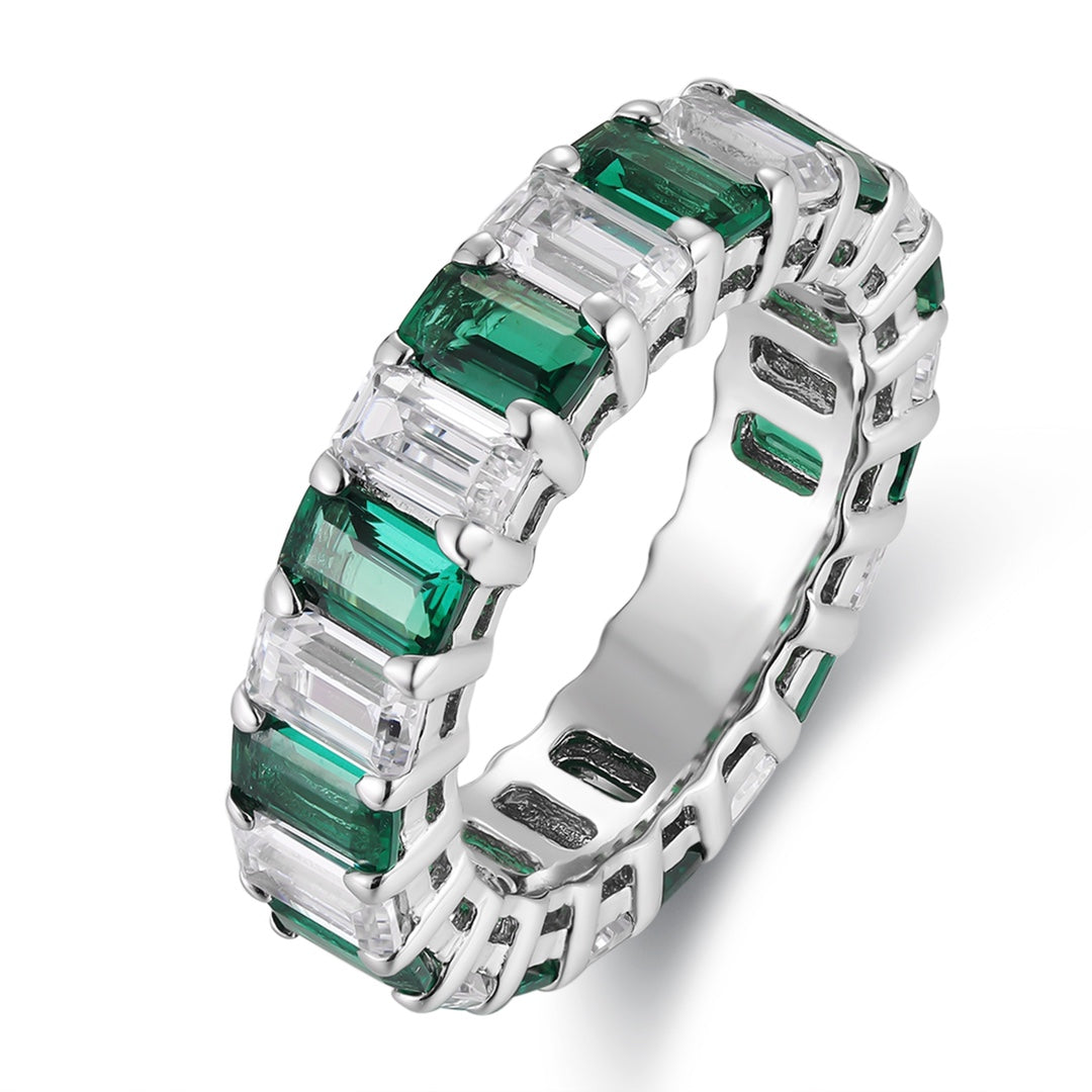 Sterling Silver Lab - Grown Emerald Ring A – JSEGR235Y