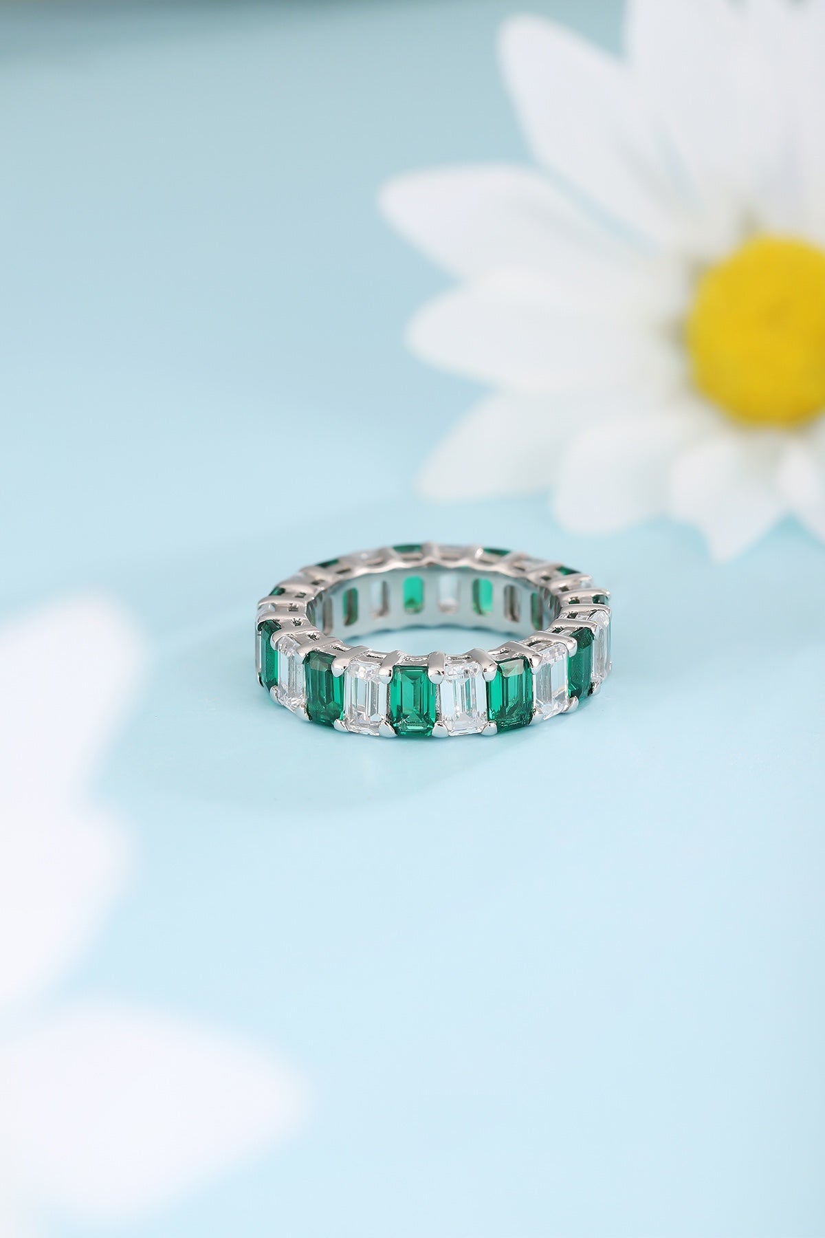 Sterling Silver Lab - Grown Emerald Ring A – JSEGR235Y