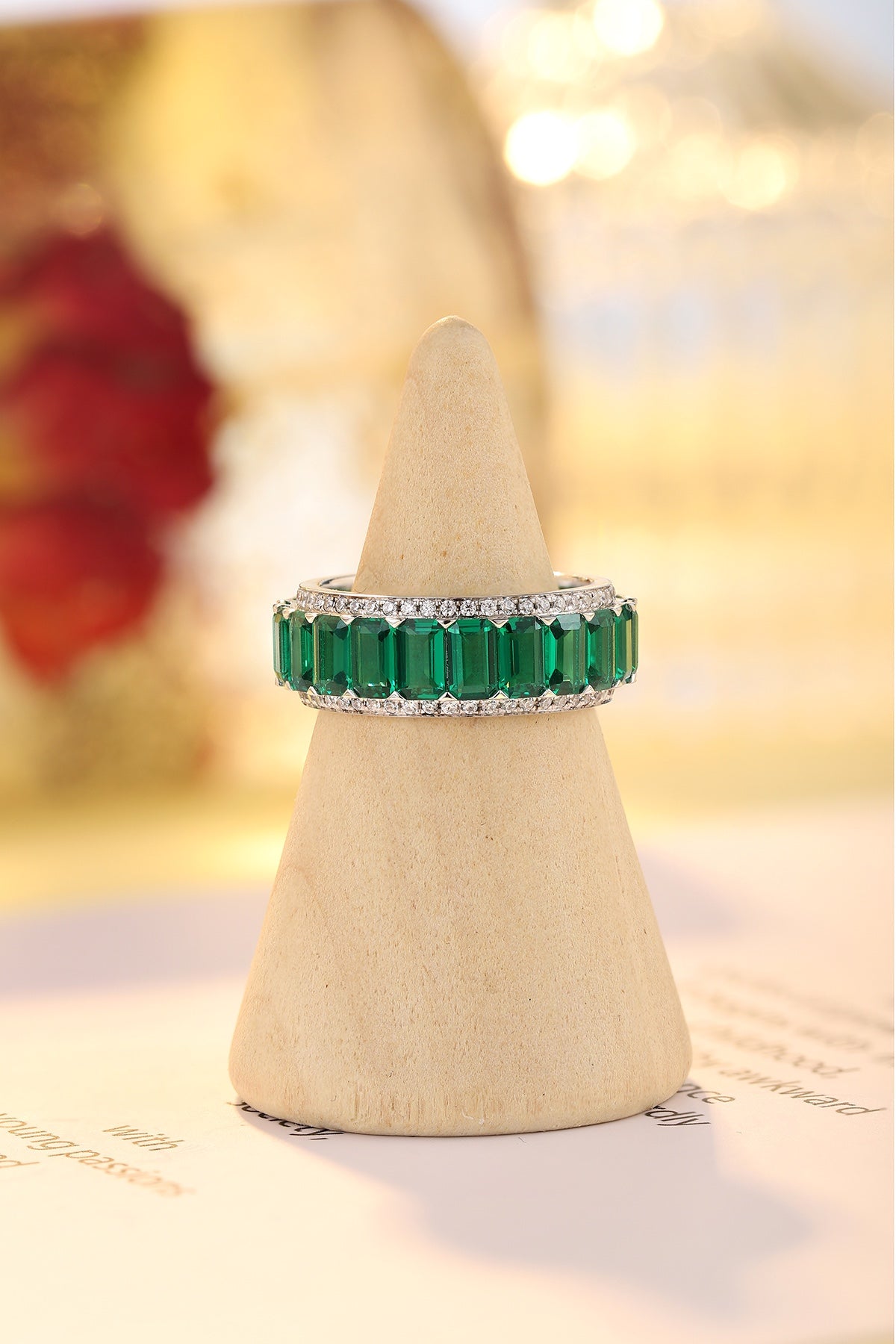 Sterling Silver Lab - Grown Emerald Ring A – PR707Y