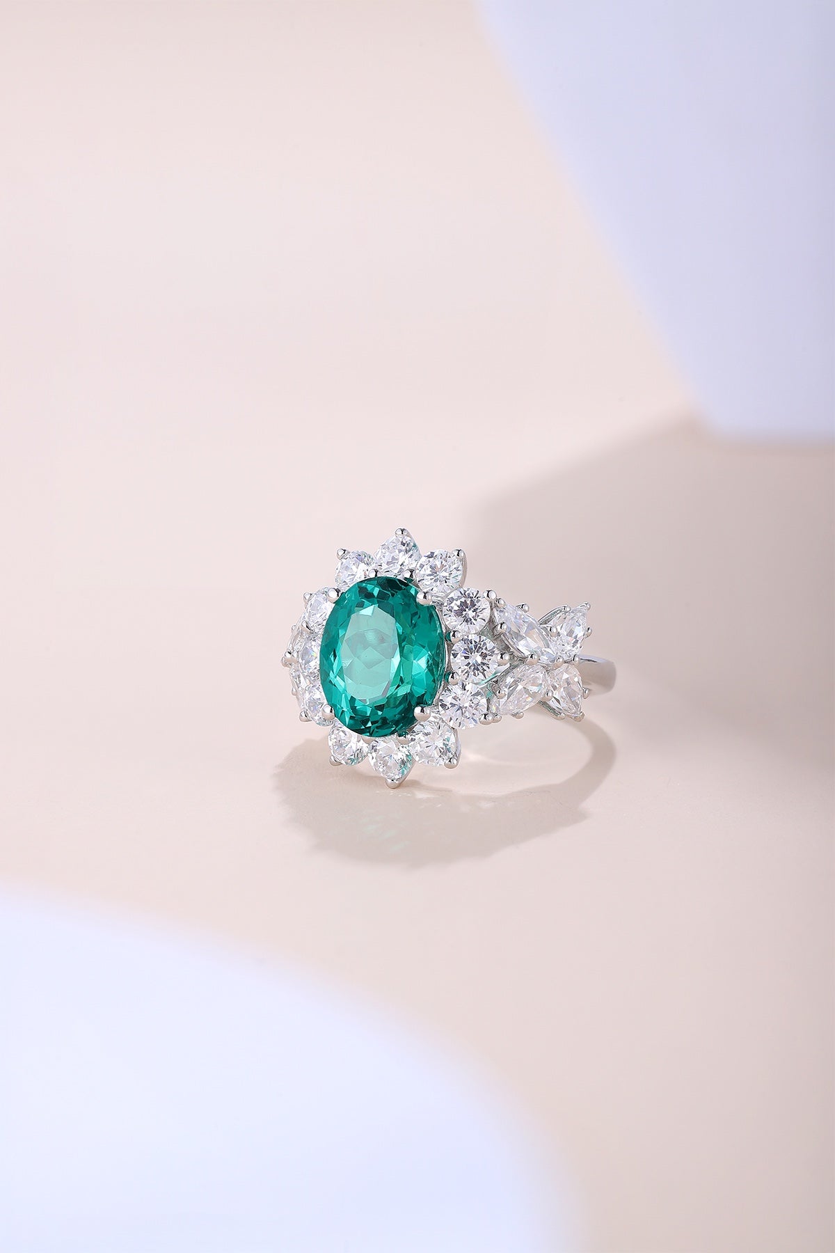 Sterling Silver Lab - Grown Emerald Ring A – JSEGR675Y