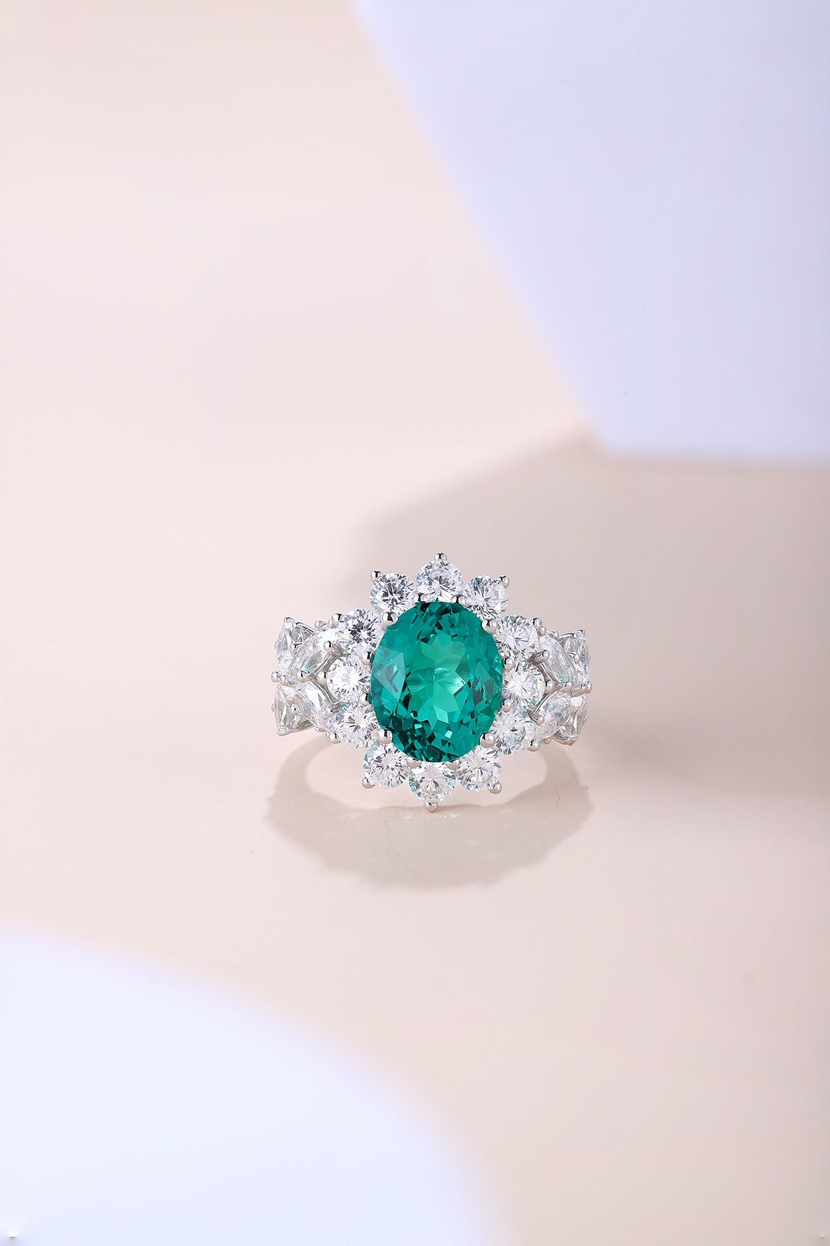 Sterling Silver Lab - Grown Emerald Ring A – JSEGR675Y