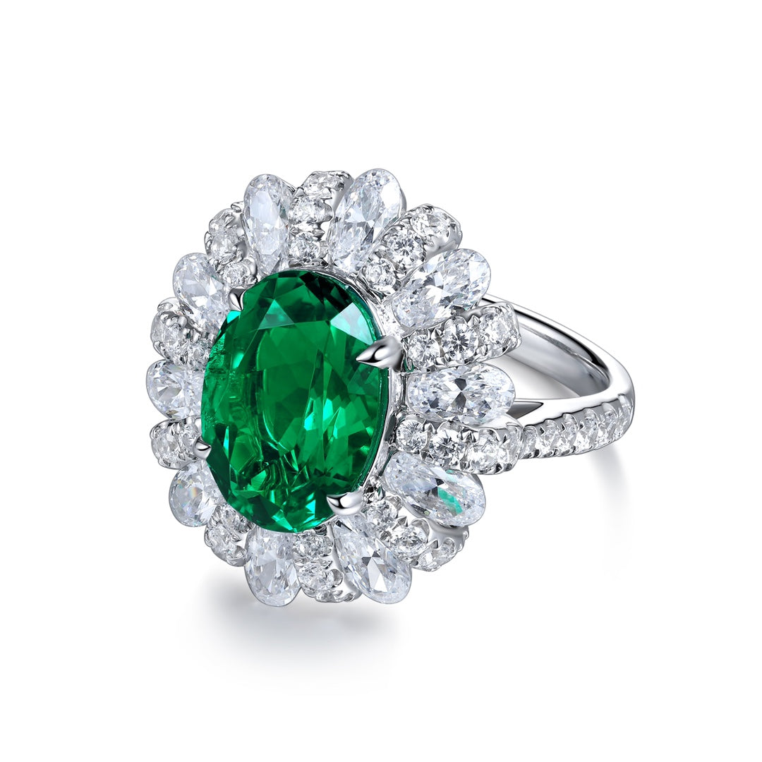 Sterling Silver Lab - Grown Emerald Ring A – JSEGR191Y