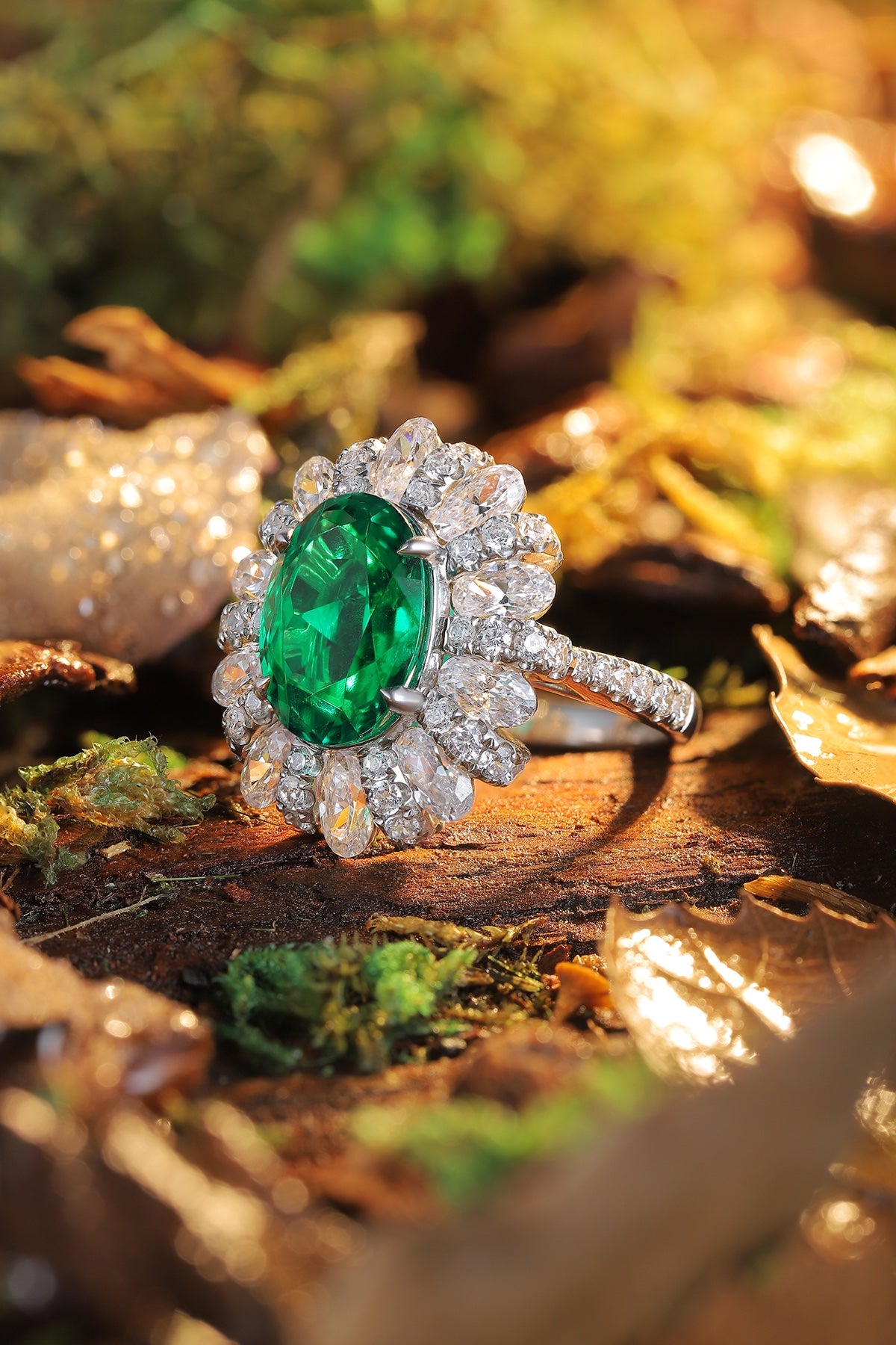 Sterling Silver Lab - Grown Emerald Ring A – JSEGR191Y