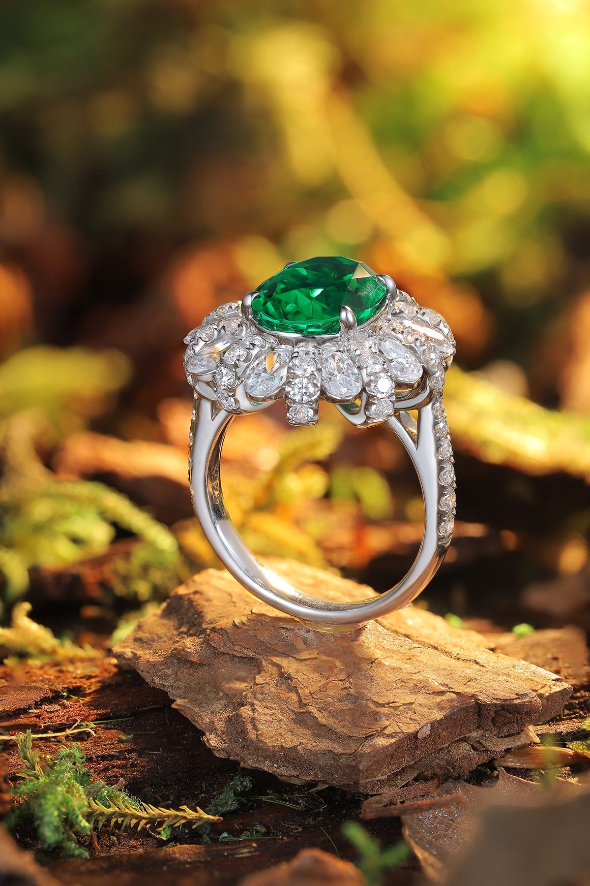 Sterling Silver Lab - Grown Emerald Ring A – JSEGR191Y