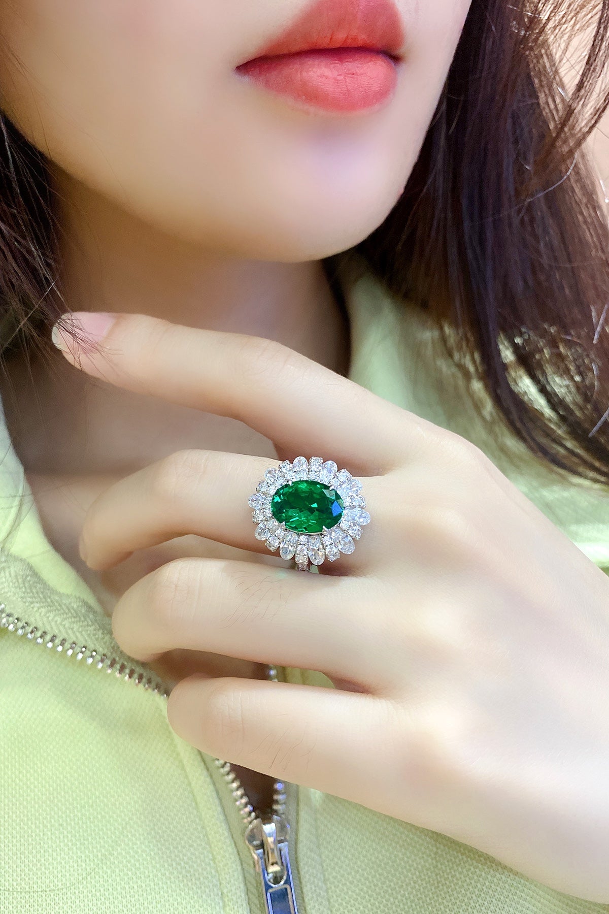 Sterling Silver Lab - Grown Emerald Ring A – JSEGR191Y