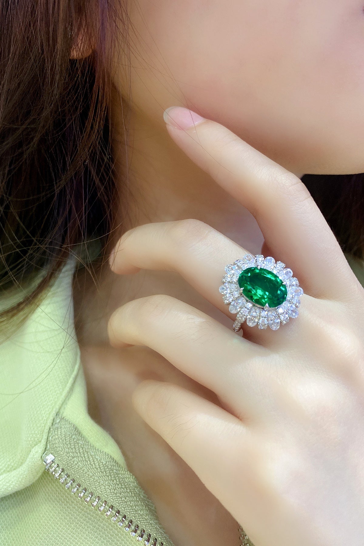 Sterling Silver Lab - Grown Emerald Ring A – JSEGR191Y