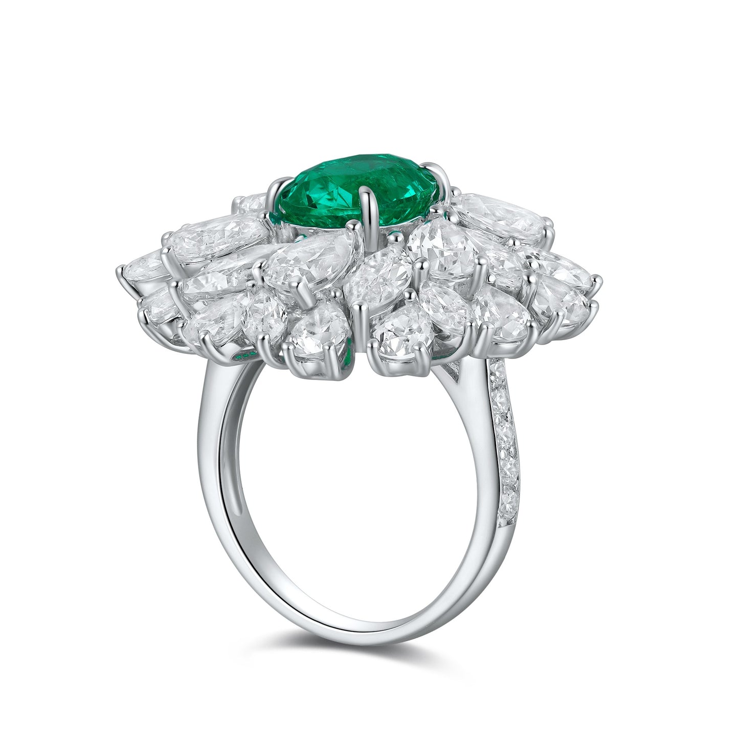 Sterling Silver Lab - Grown Emerald Ring A – JSEGR92696