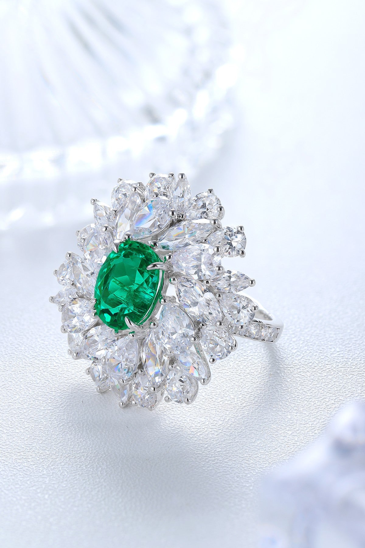 Sterling Silver Lab - Grown Emerald Ring A – JSEGR92696