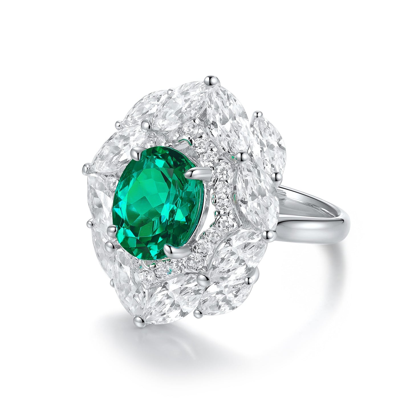 Sterling Silver Lab - Grown Emerald Ring A – JSEGR92554