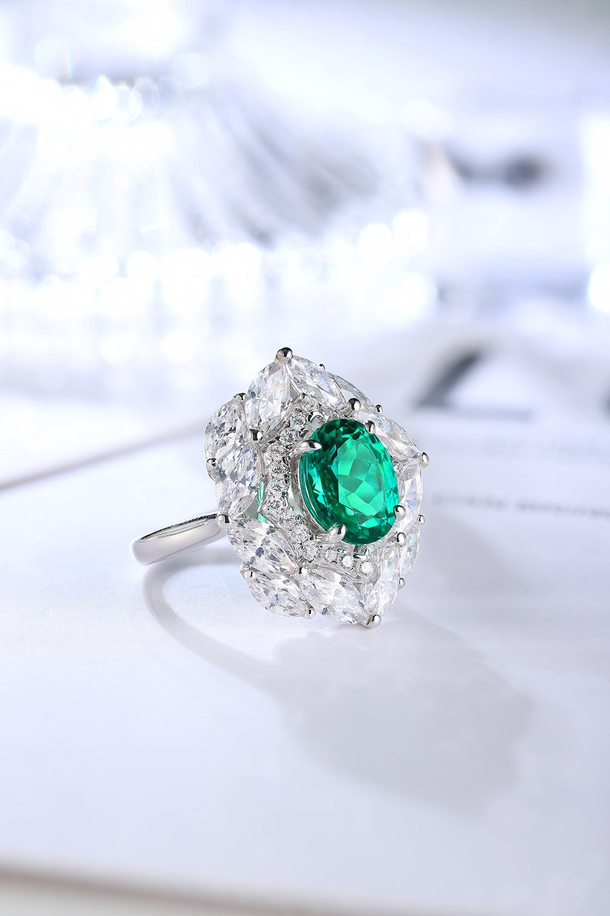 Sterling Silver Lab - Grown Emerald Ring A – JSEGR92554