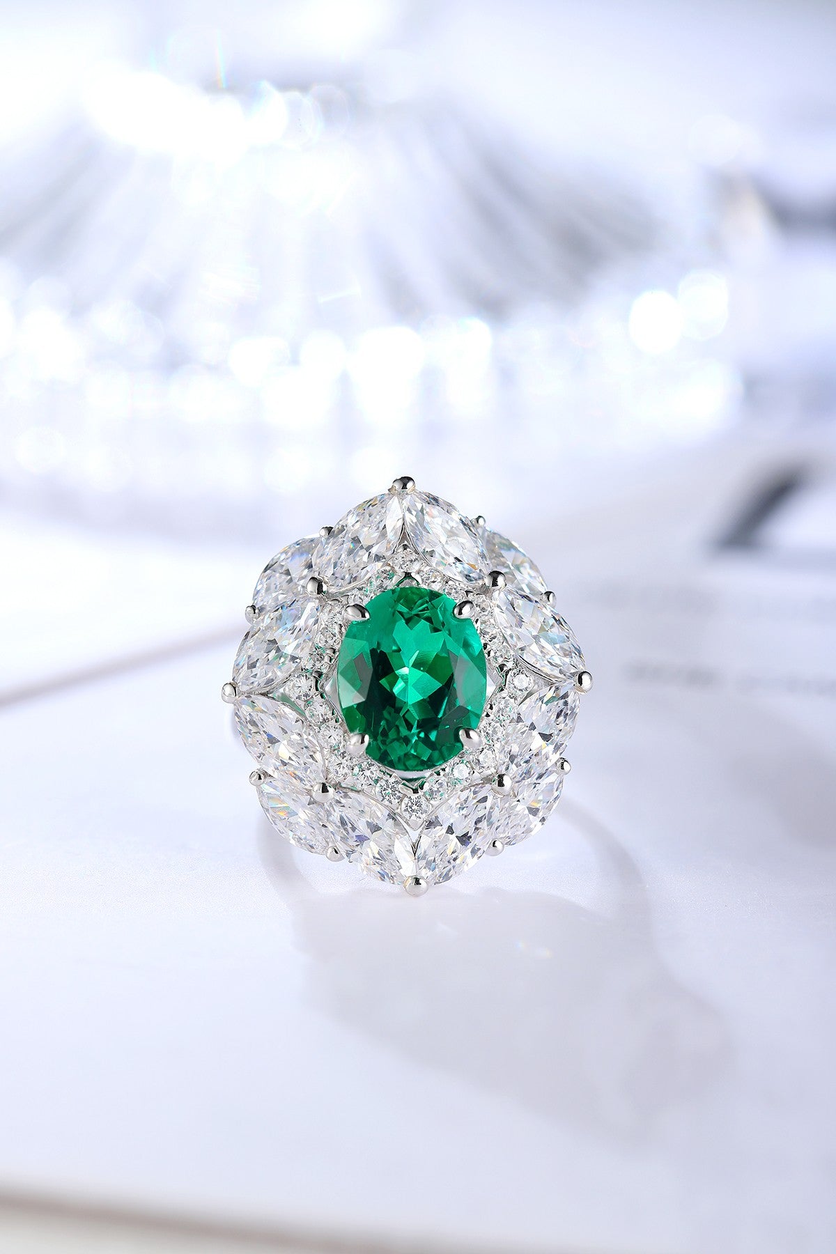 Sterling Silver Lab - Grown Emerald Ring A – JSEGR92554