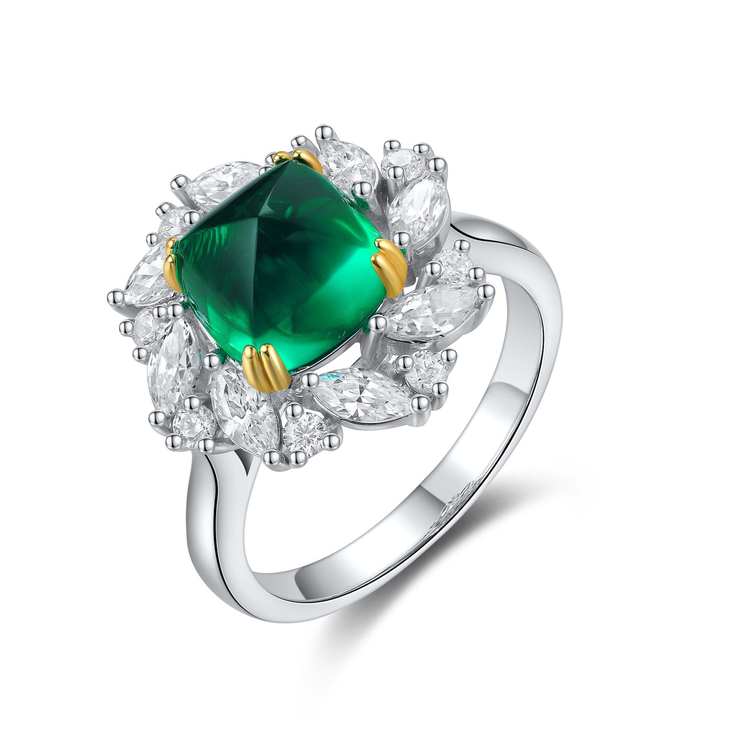 Sterling Silver Lab - Grown Emerald Ring A – JSEGR934Y
