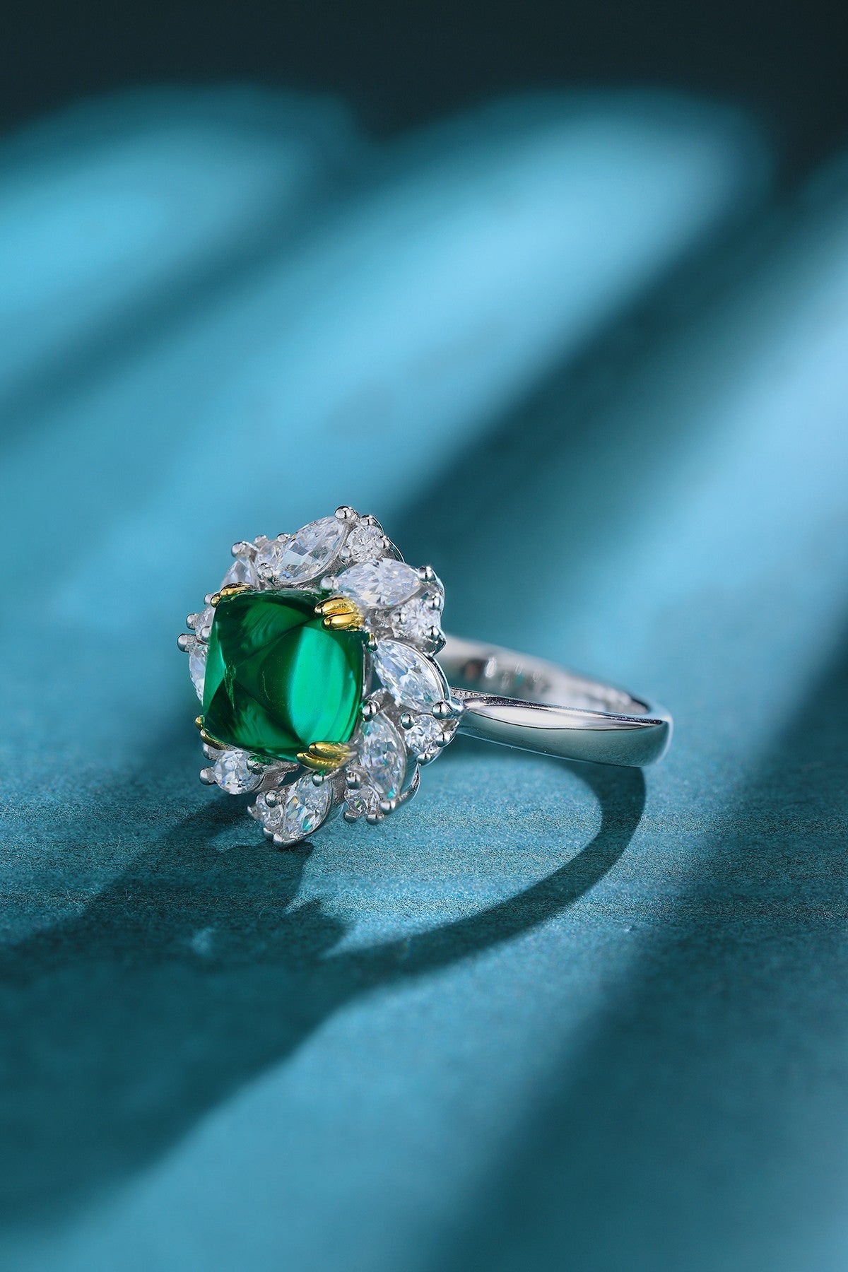 Sterling Silver Lab - Grown Emerald Ring A – JSEGR934Y